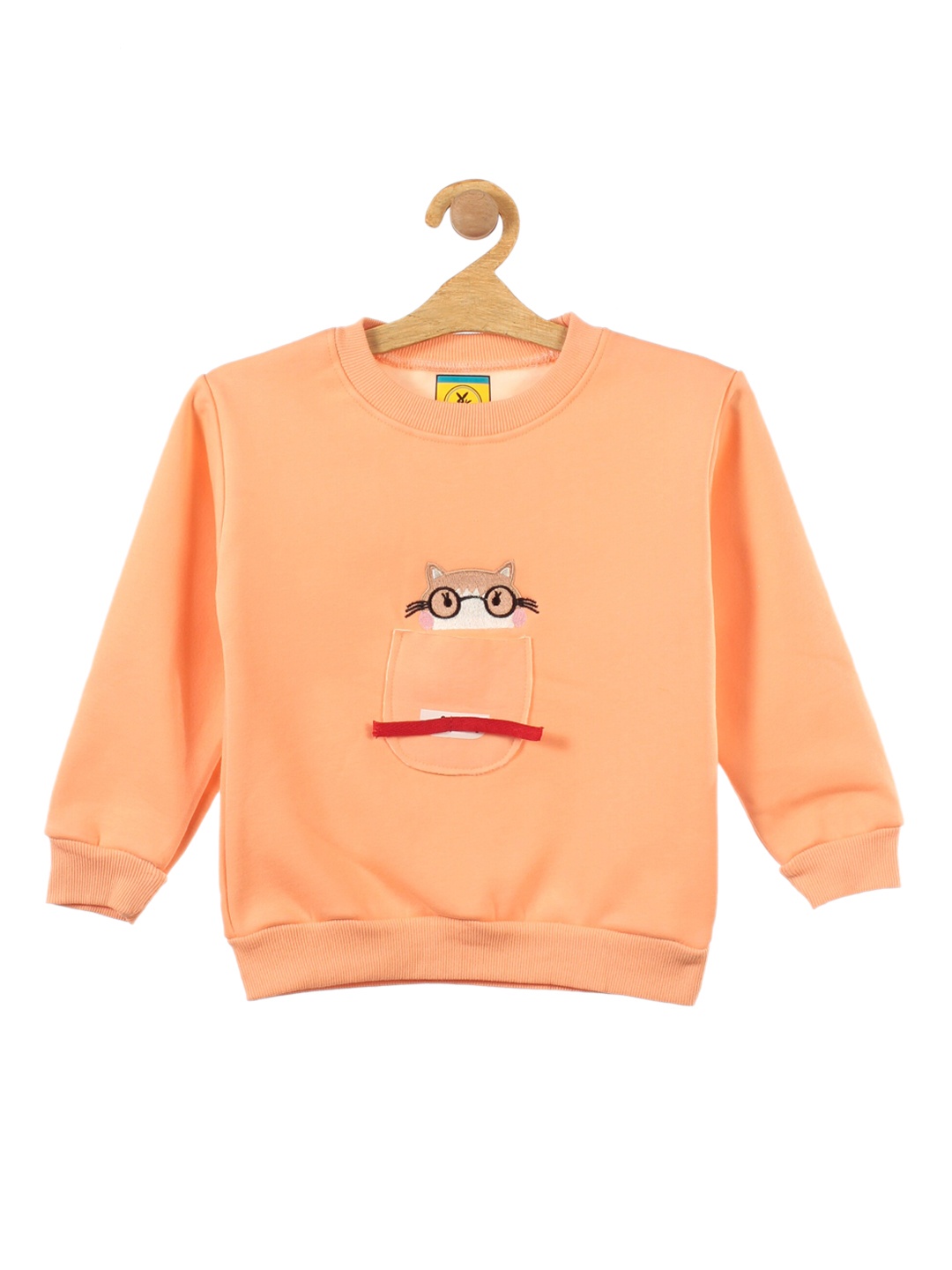 

Lil Lollipop Unisex Kids Orange Cat Printed Fleece Sweatshirt