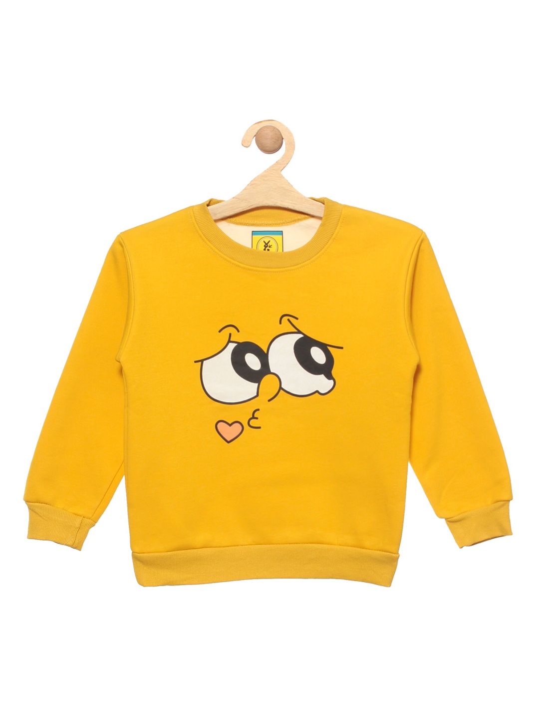

Lil Lollipop Unisex Kids Mustard Printed Fleece Sweatshirt