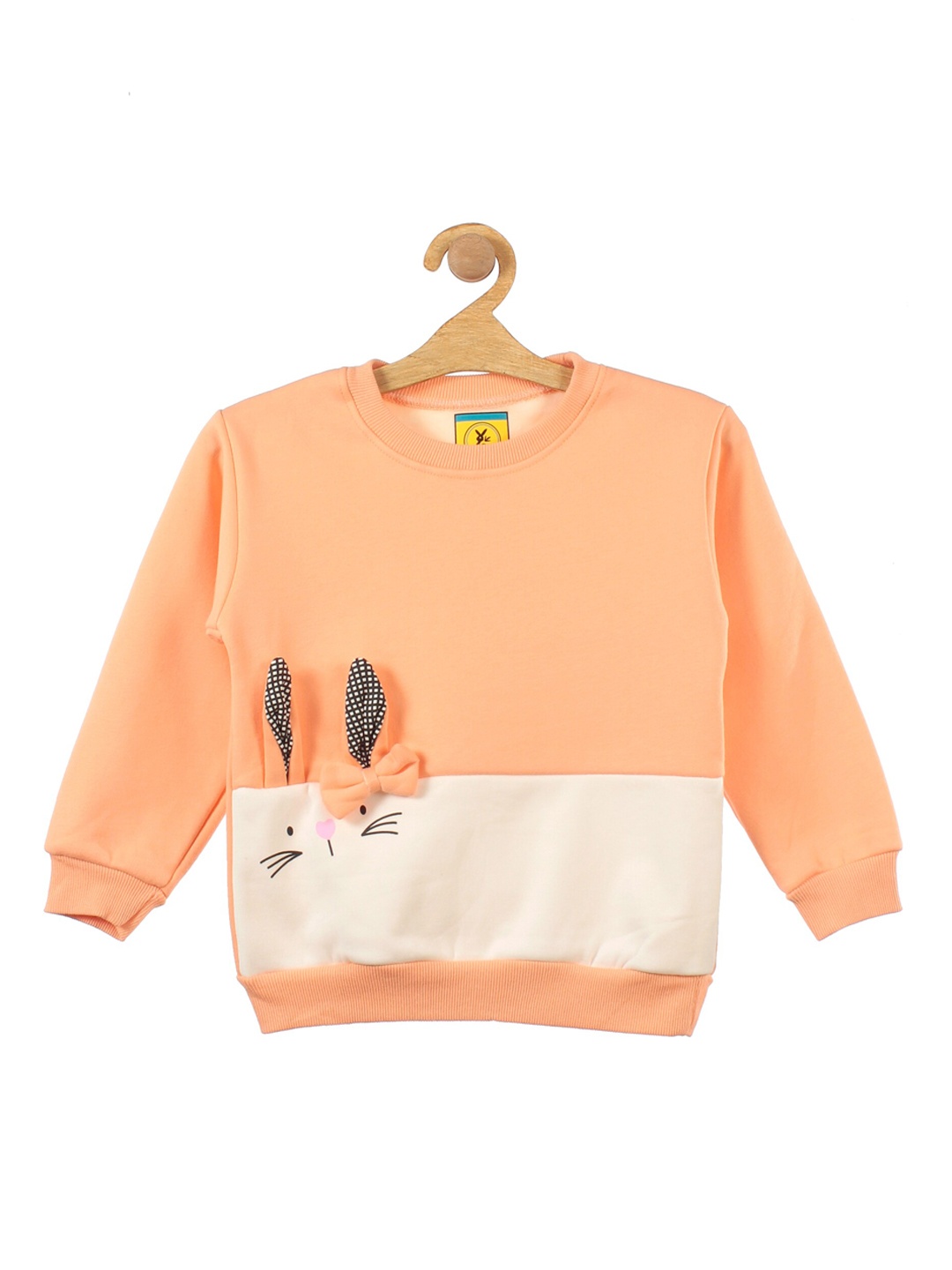 

Lil Lollipop Unisex Kids Orange Colourblocked Rabbit Fleece Sweatshirt