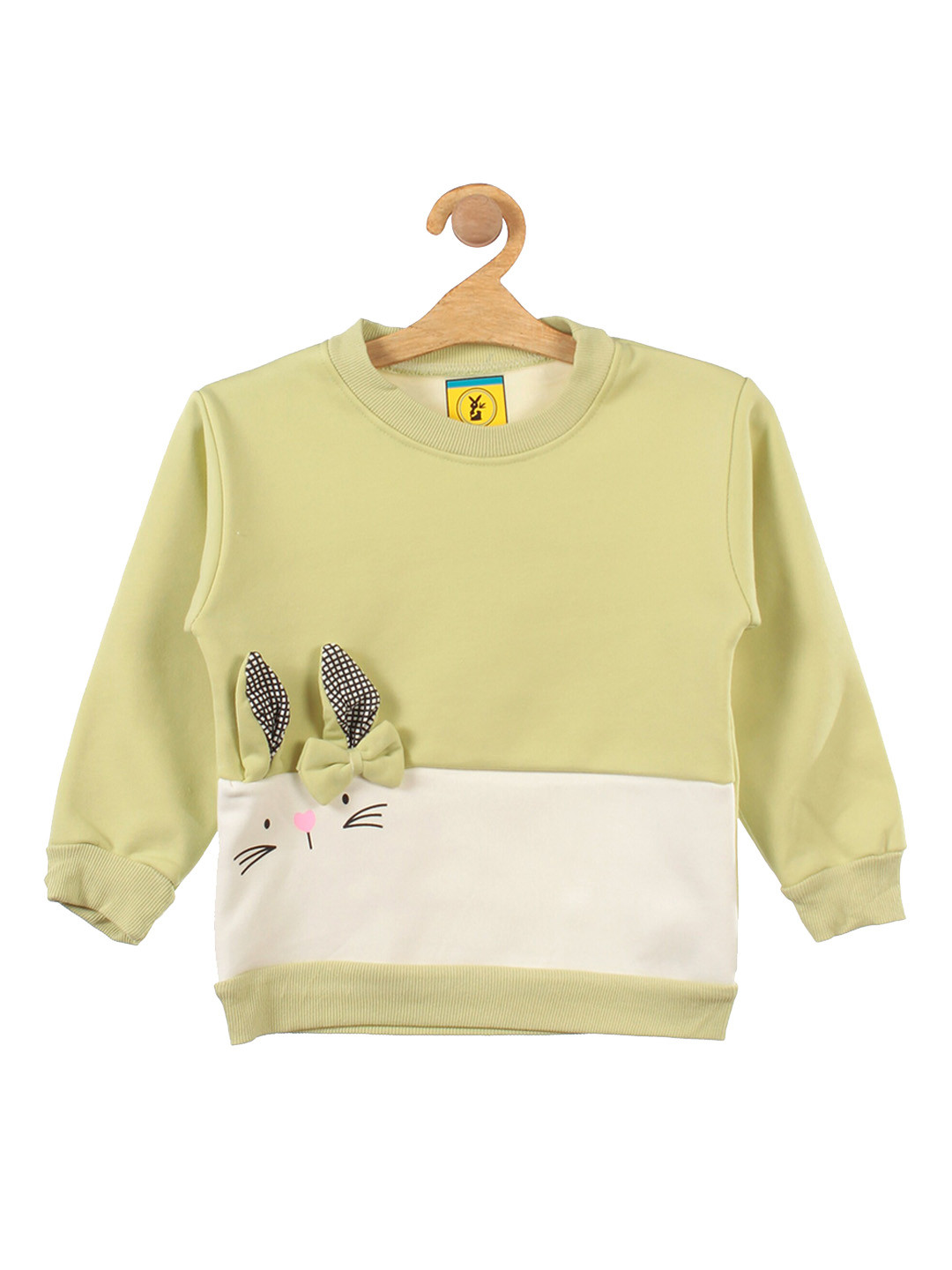 

Lil Lollipop Unisex Kids Green Colourblocked Rabbit Fleece Sweatshirt