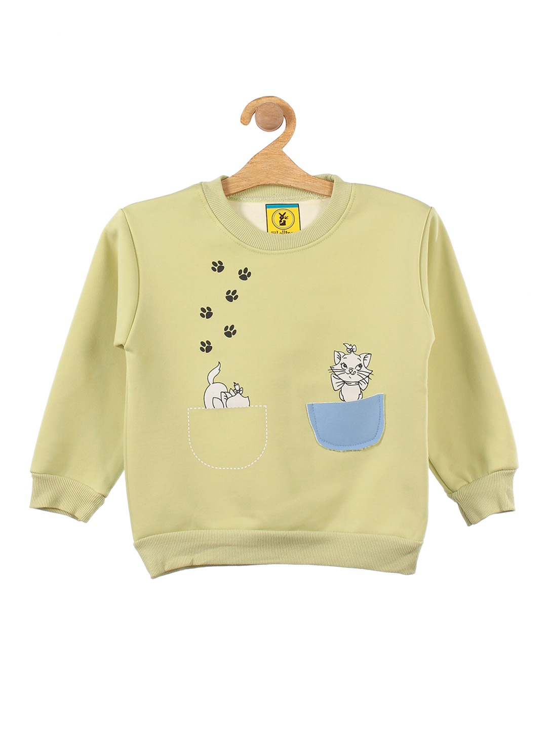 

Lil Lollipop Unisex Kids Green Cat Printed Fleece Sweatshirt
