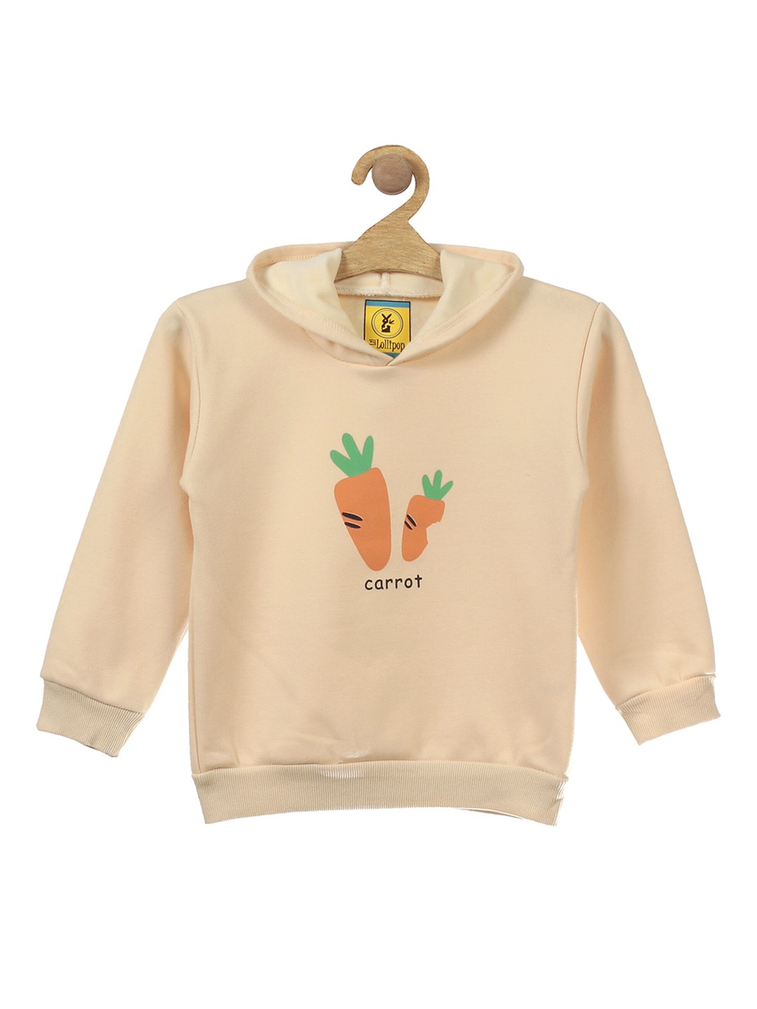 

Lil Lollipop Unisex Kids Cream-Coloured Carrot Printed Fleece Sweatshirt