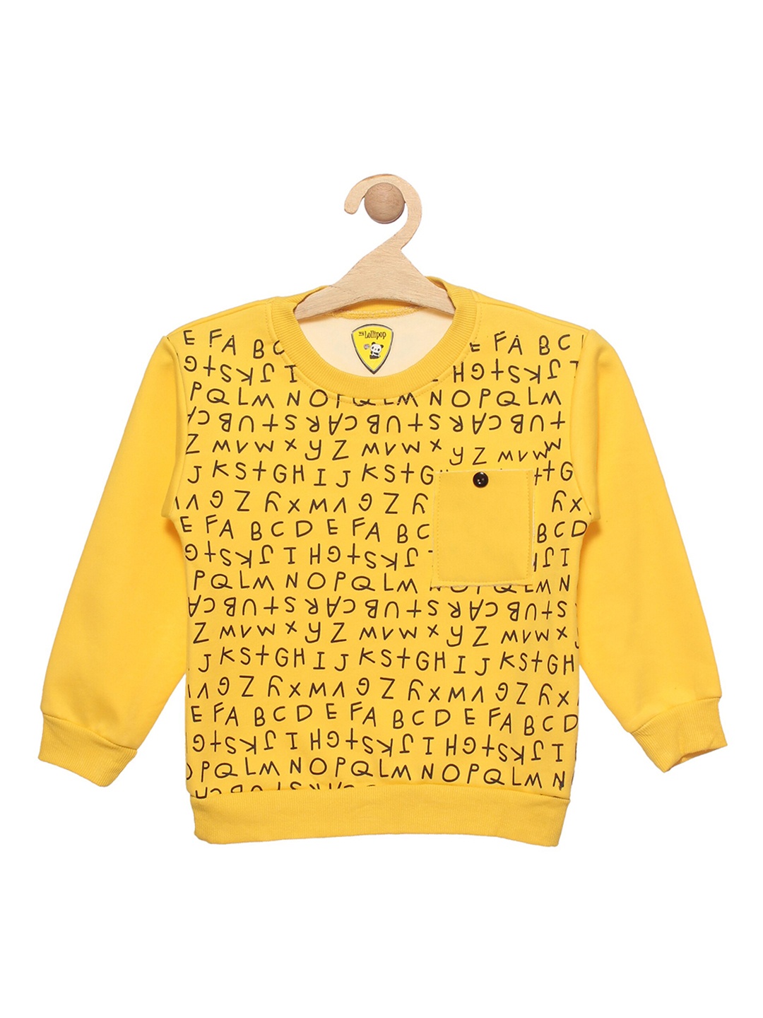 

Lil Lollipop Unisex Kids Yellow Alphabet Printed Fleece Sweatshirt