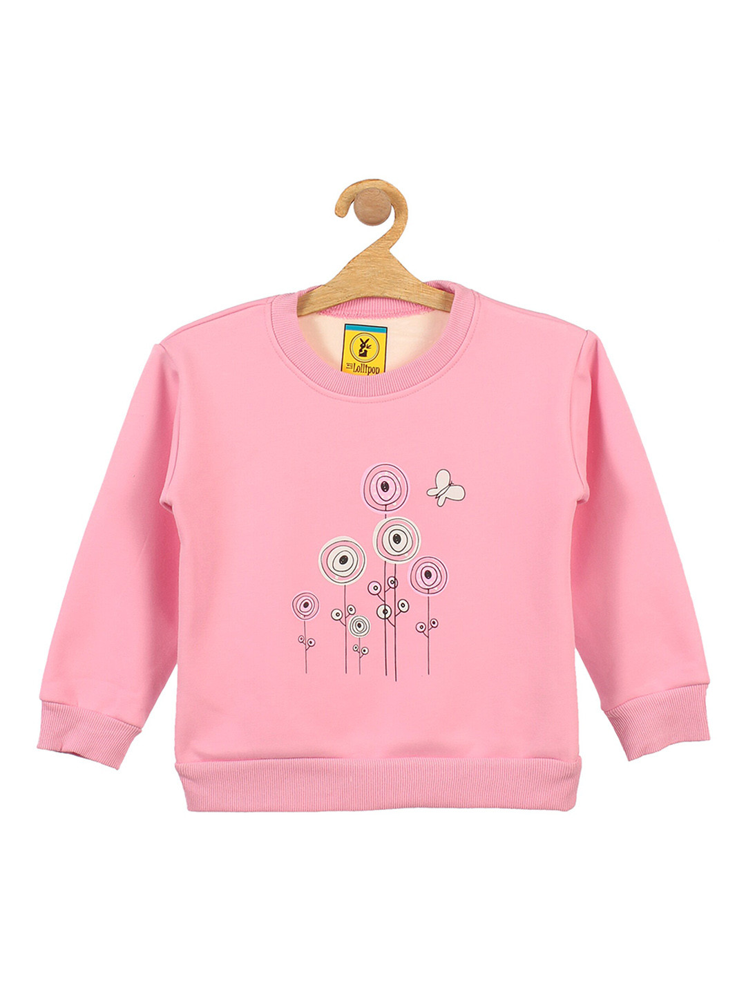 

Lil Lollipop Girls Pink Floral Printed Fleece Sweatshirt