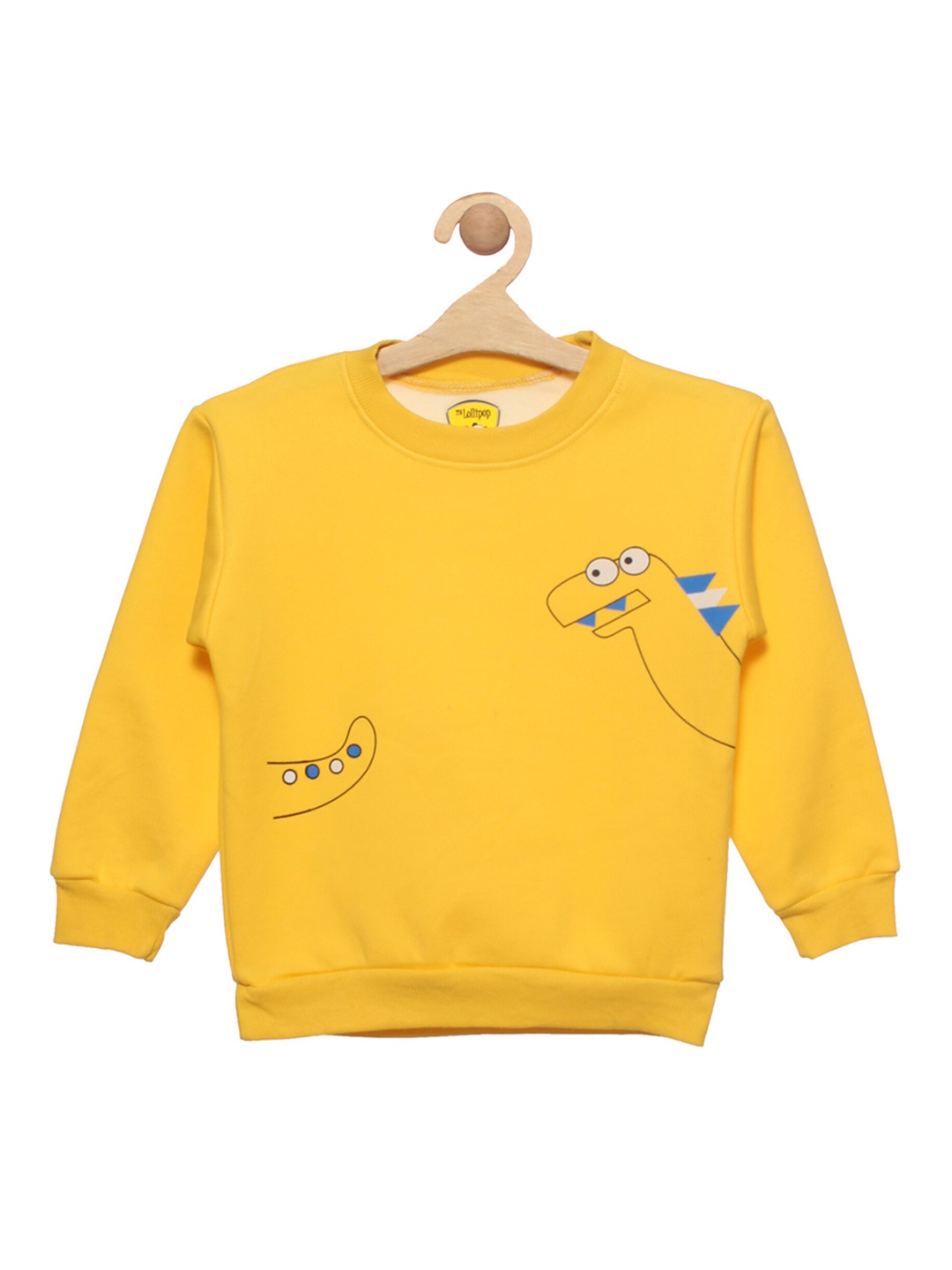 

Lil Lollipop Unisex Kids Yellow Dinosaur Printed Fleece Sweatshirt