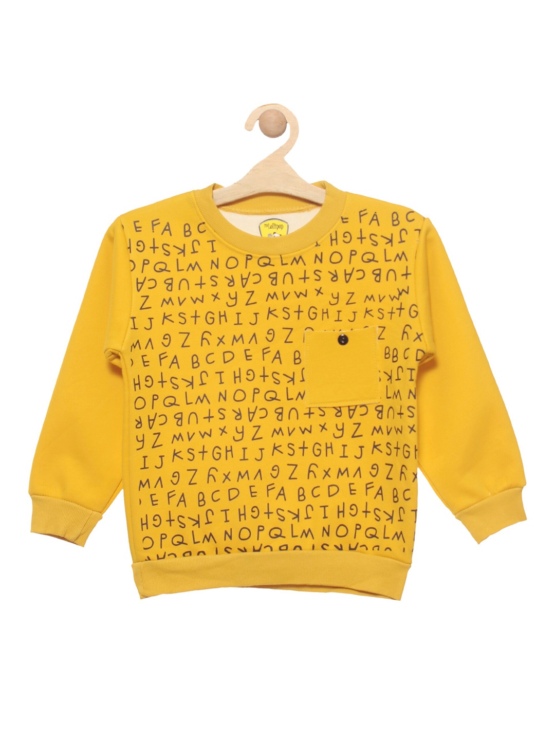 

Lil Lollipop Unisex Kids Mustard Alphabet Printed Fleece Sweatshirt