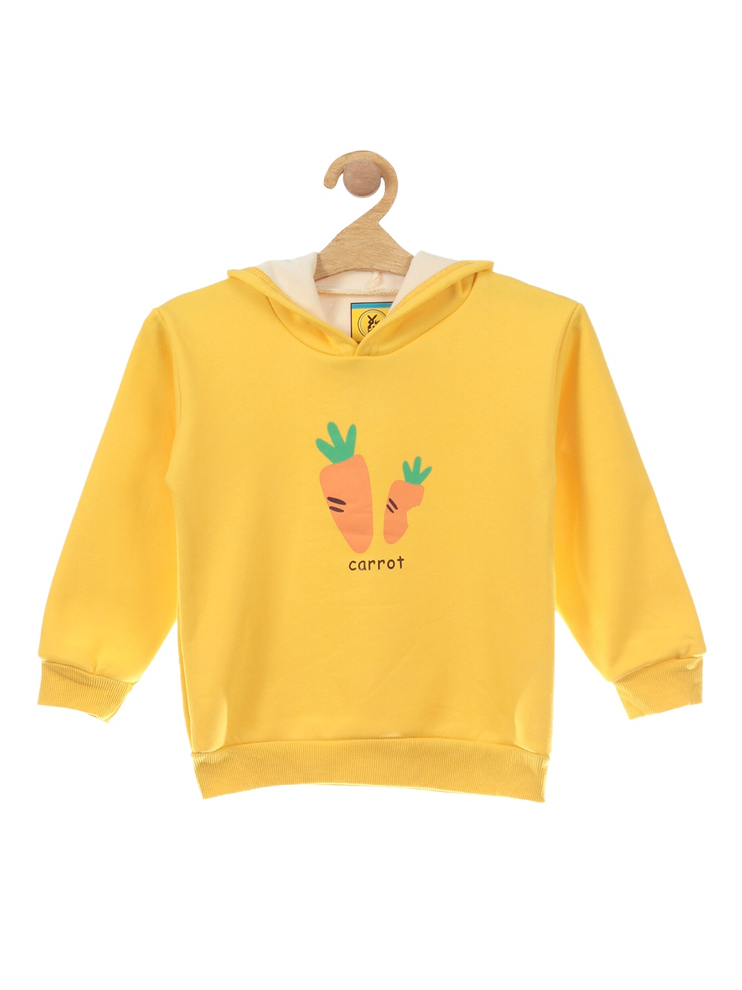 

Lil Lollipop Unisex Kids Yellow Printed Fleece Hooded Sweatshirt