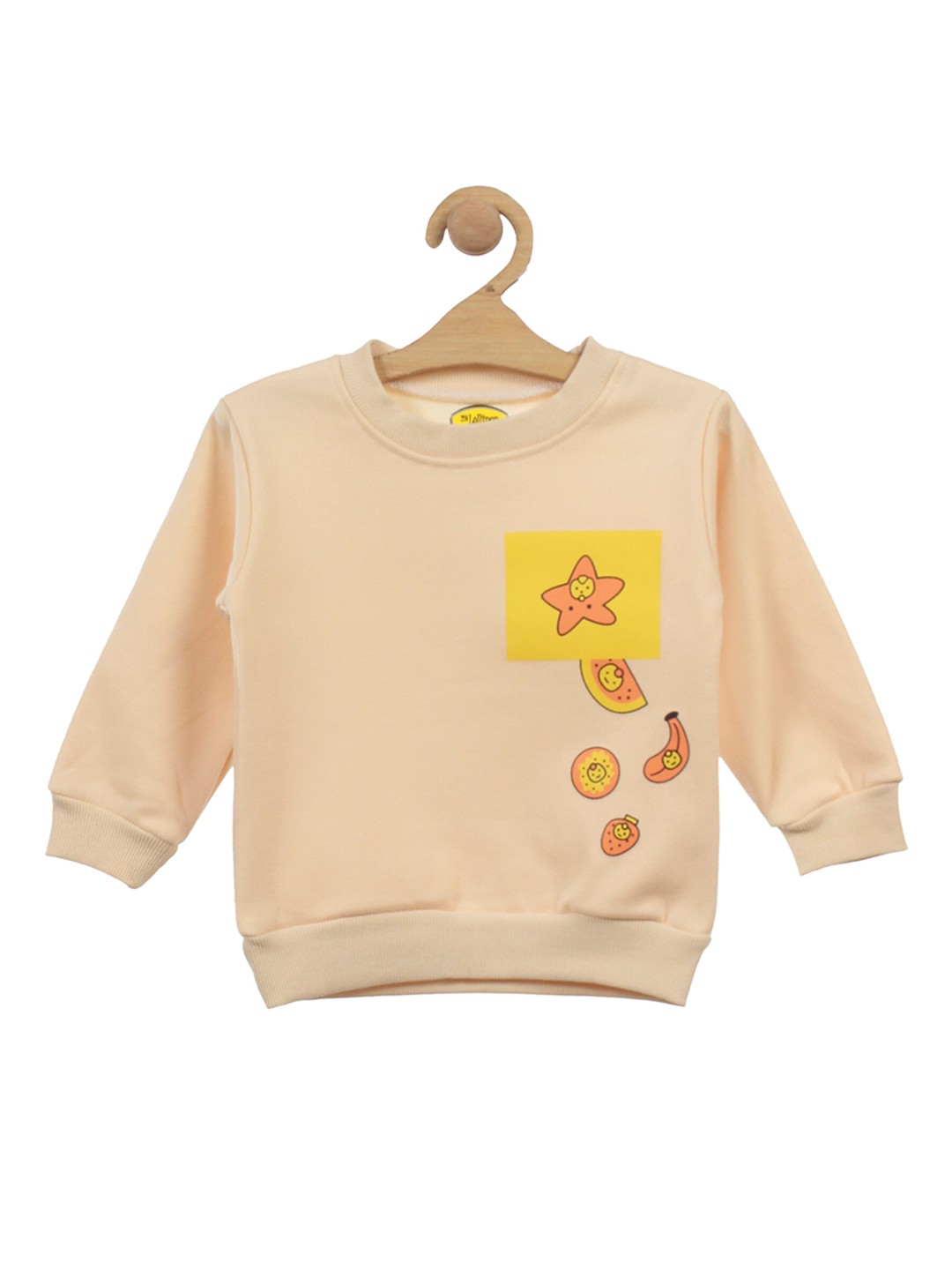 

Lil Lollipop Unisex Kids Cream-Coloured Fruits Printed Fleece Sweatshirt