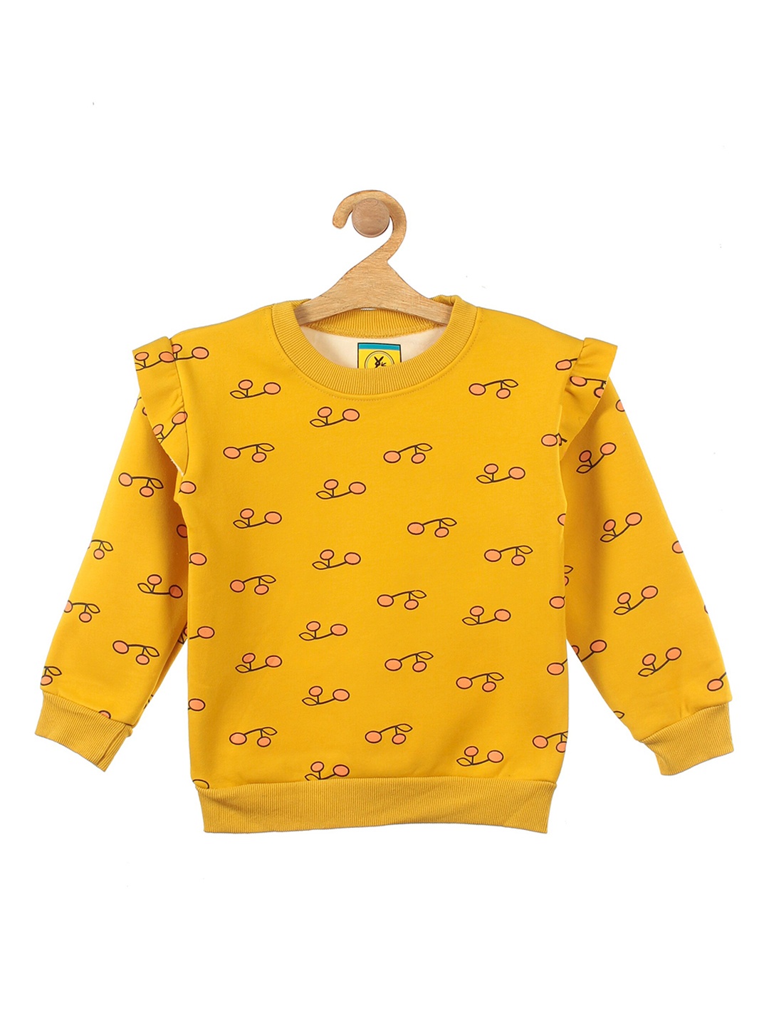 

Lil Lollipop Girls Mustard Strawberry Printed Fleece Sweatshirt