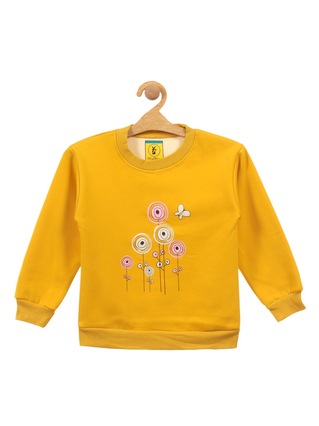 

Lil Lollipop Girls Mustard Printed Fleece Sweatshirt