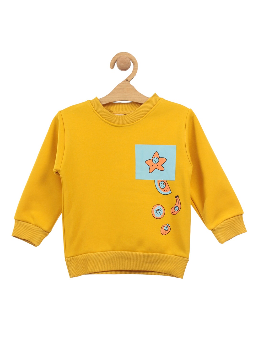 

Lil Lollipop Unisex Kids Mustard Fruits Printed Fleece Sweatshirt