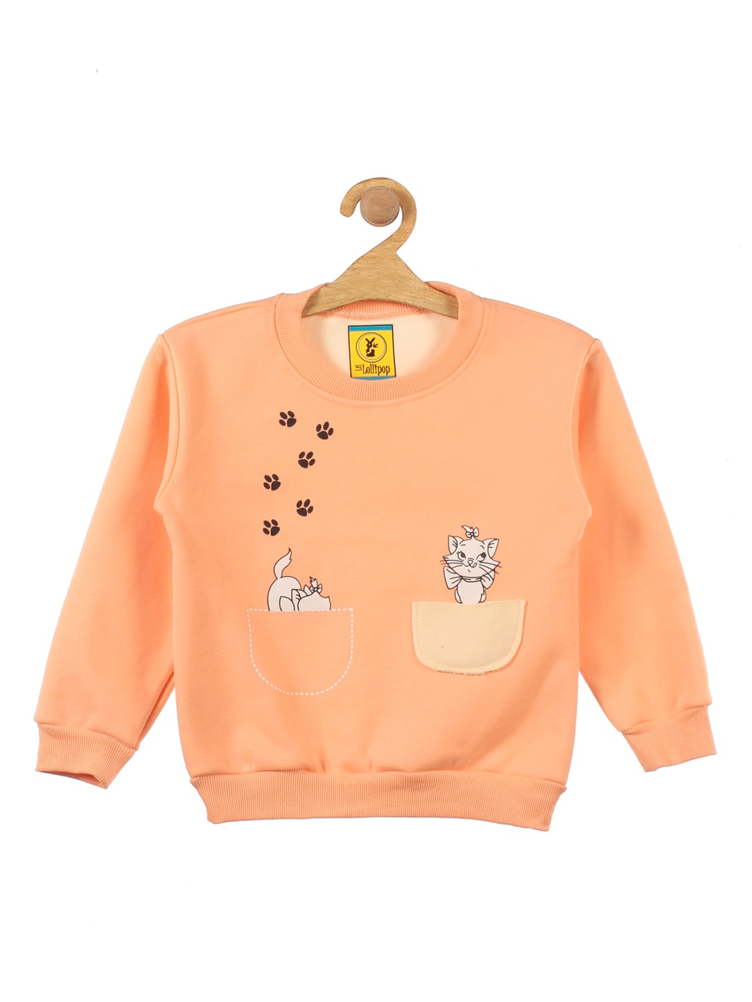 

Lil Lollipop Unisex Kids Orange Cat Printed Fleece Sweatshirt