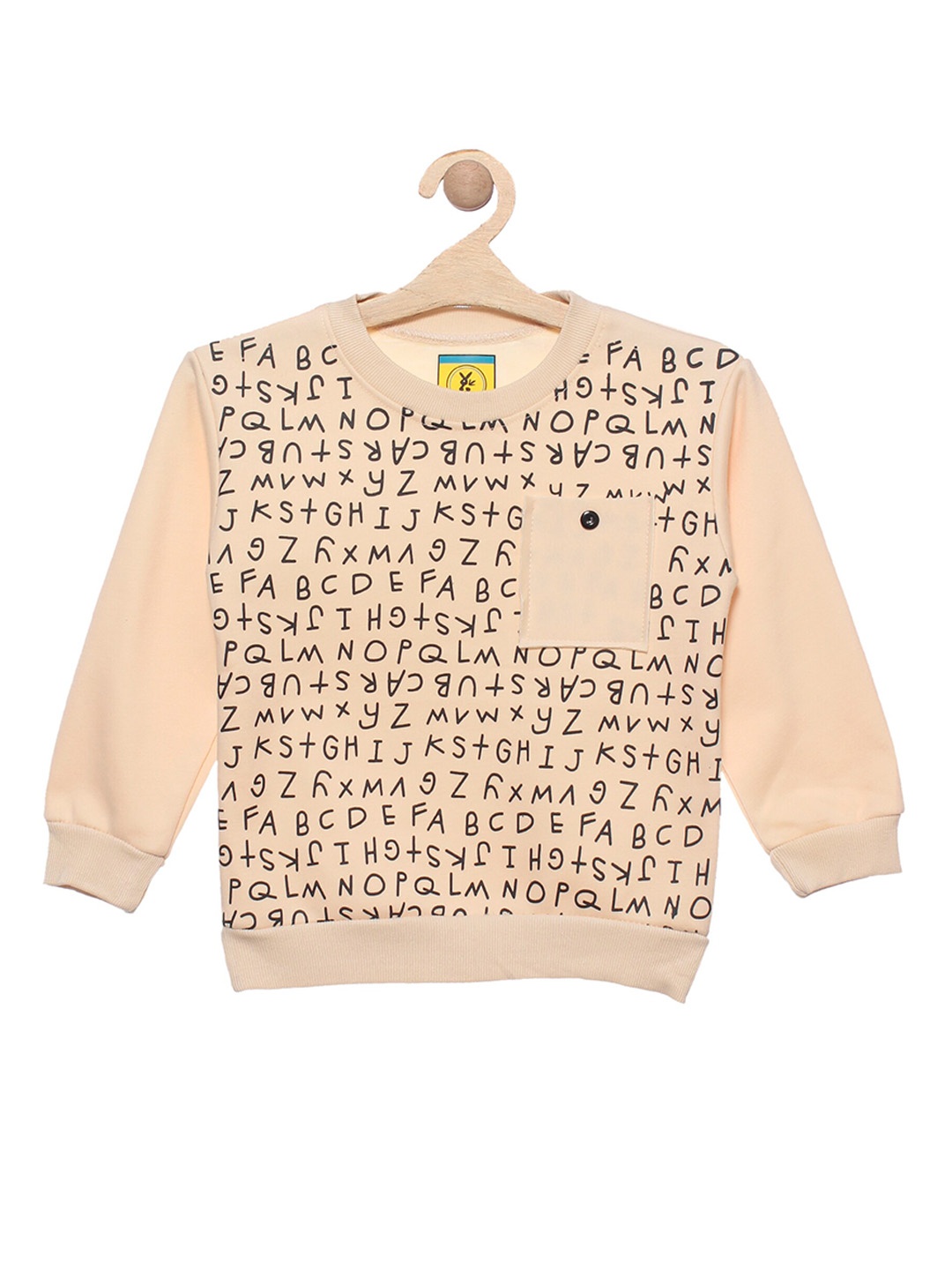 

Lil Lollipop Unisex Kids Cream-Coloured Alphabets Printed Fleece Sweatshirt