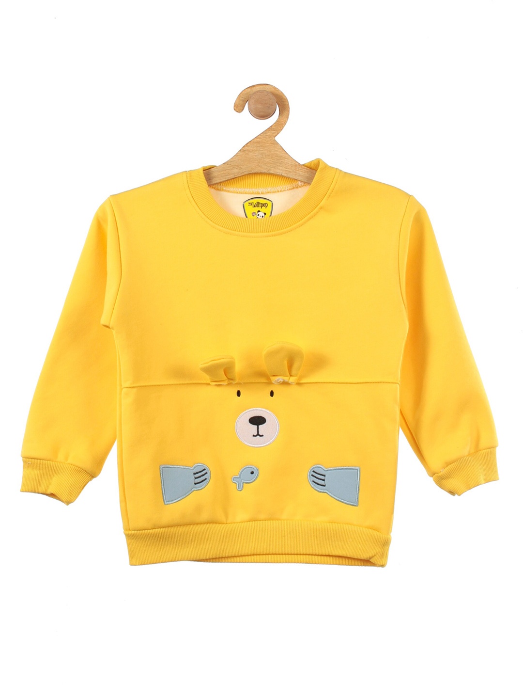 

Lil Lollipop Unisex Kids Yellow Bear Printed Fleece Sweatshirt