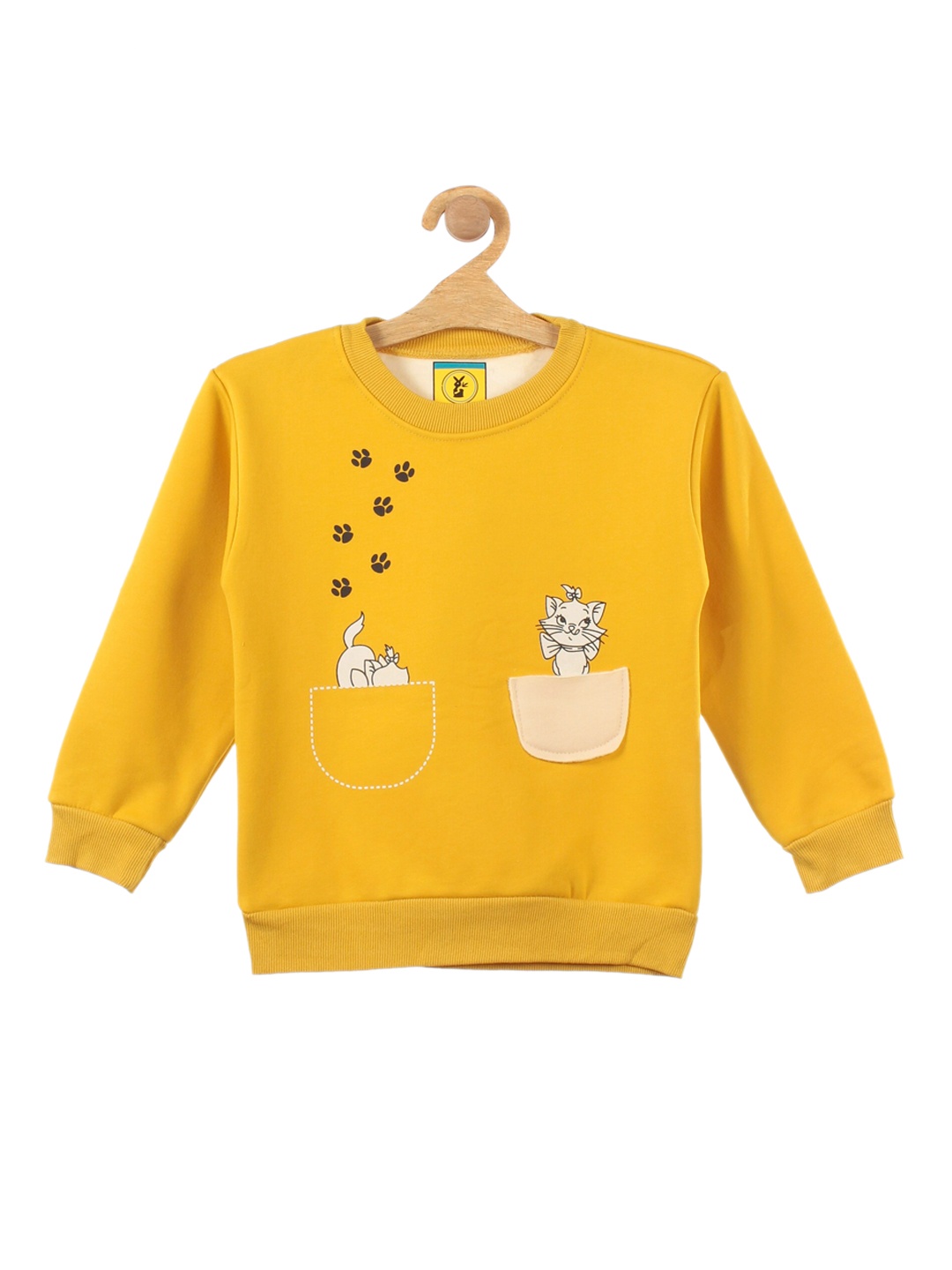 

Lil Lollipop Unisex Kids Mustard Cat Printed Fleece Sweatshirt