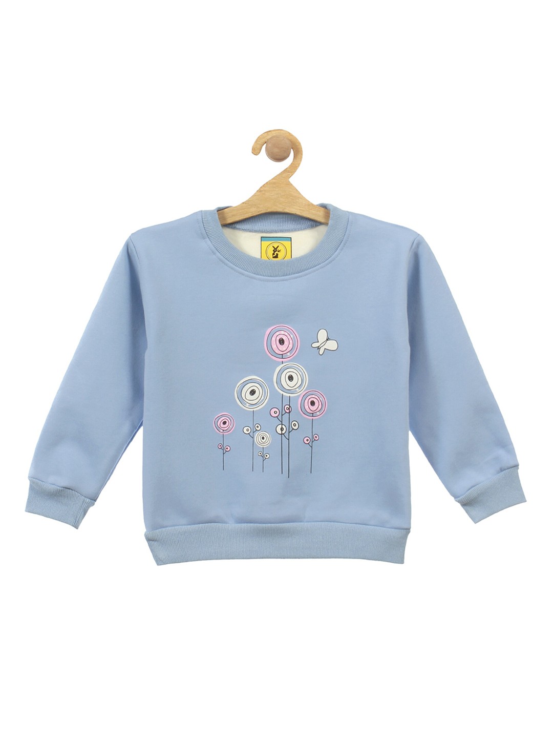 

Lil Lollipop Girls Blue Printed Fleece Sweatshirt
