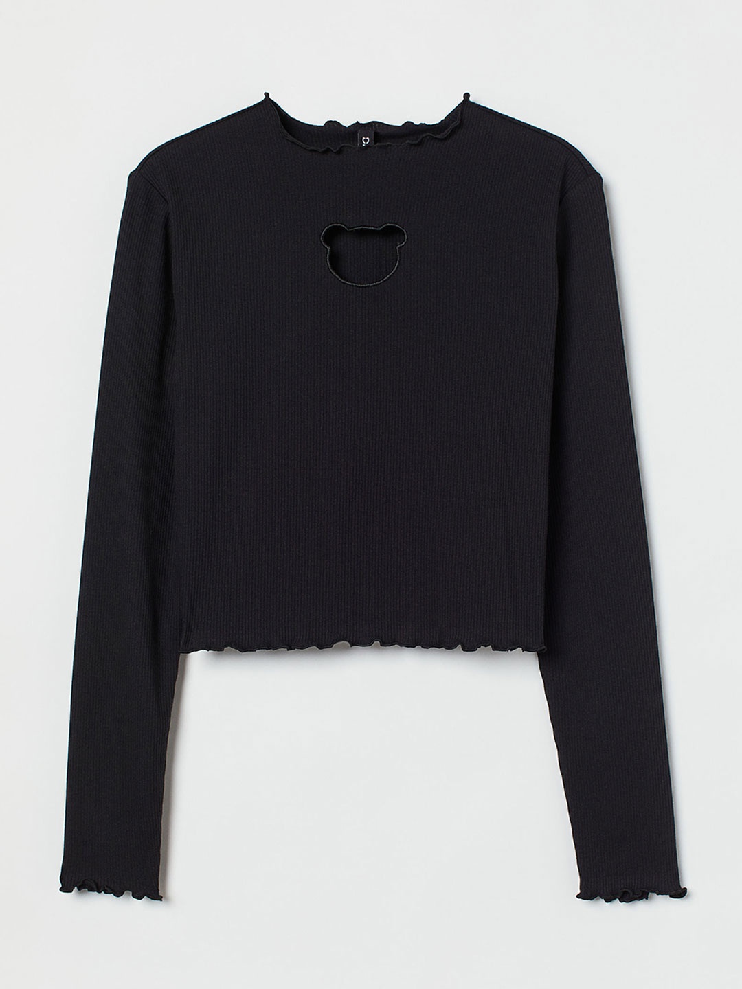 

H&M Women Black Cut-Out Detail Ribbed Top