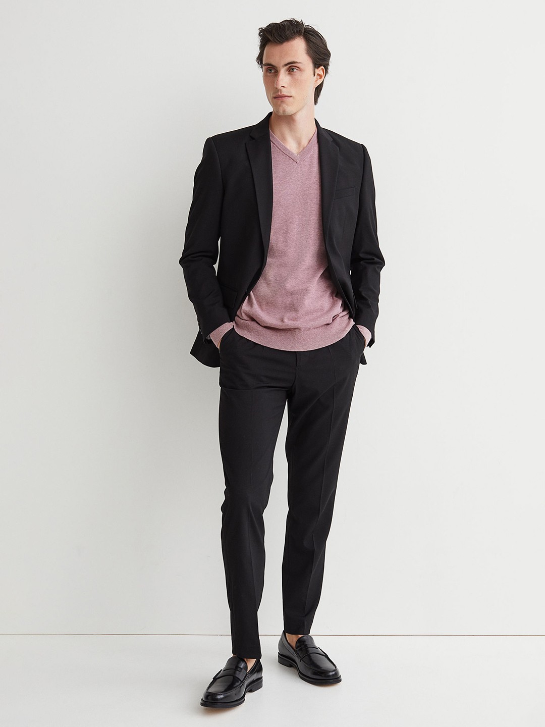

H&M Men Pink V-neck cotton jumper