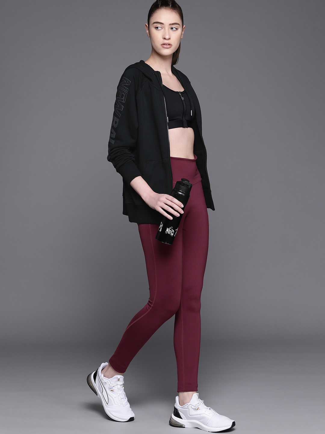 

New Balance Women Black Brand Logo Print Detail Sporty Jacket