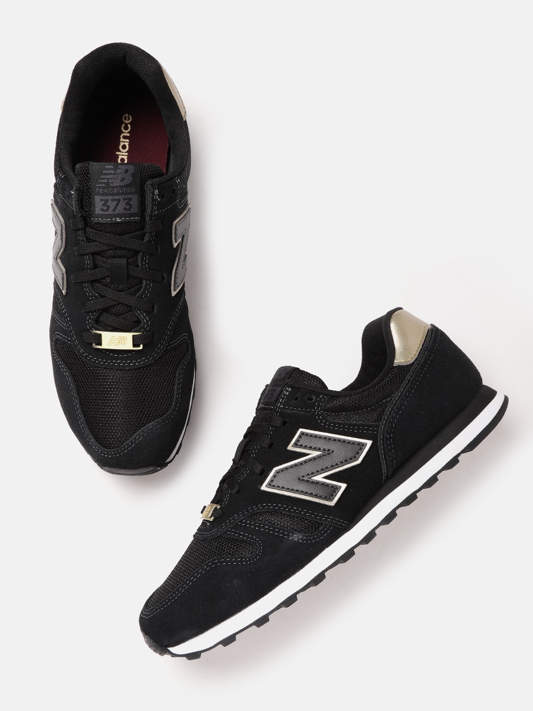 

New Balance Women Black Woven Design Suede Sneakers Excluding Trims