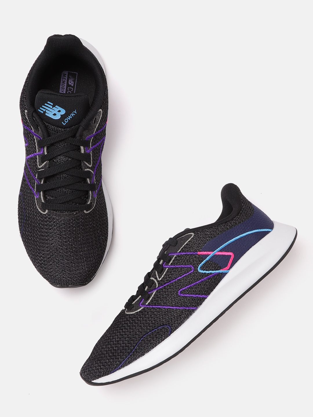 

New Balance Women Charcoal Grey & Purple LOWKY Woven Design Running Shoes