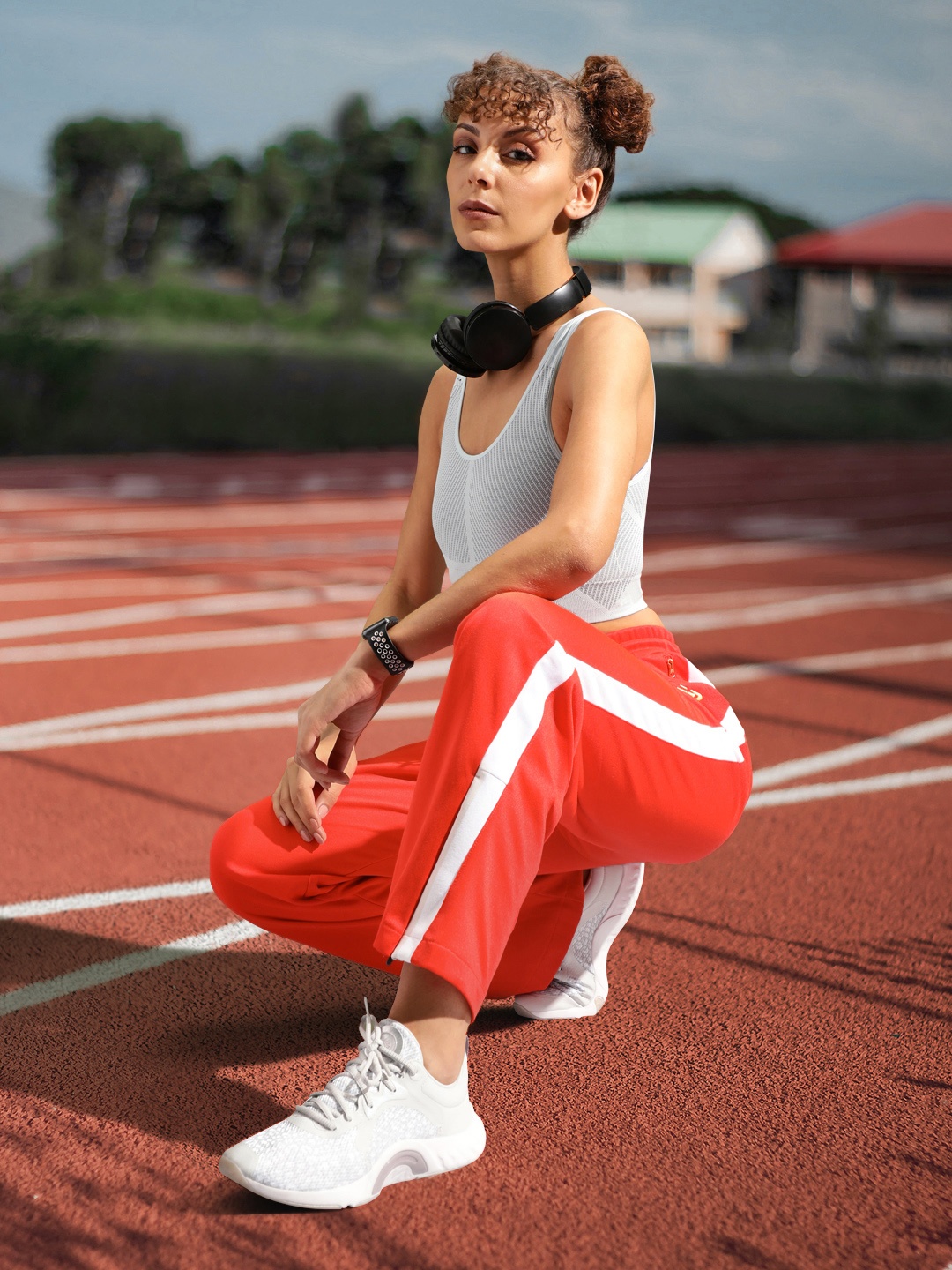 New Balance Women Red Solid Athleisure Track Pants