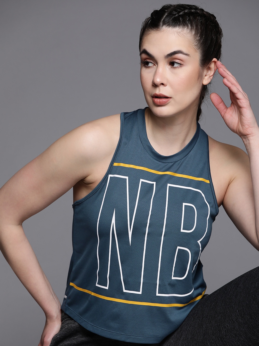 

New Balance Blue Typography Printed Tank Top
