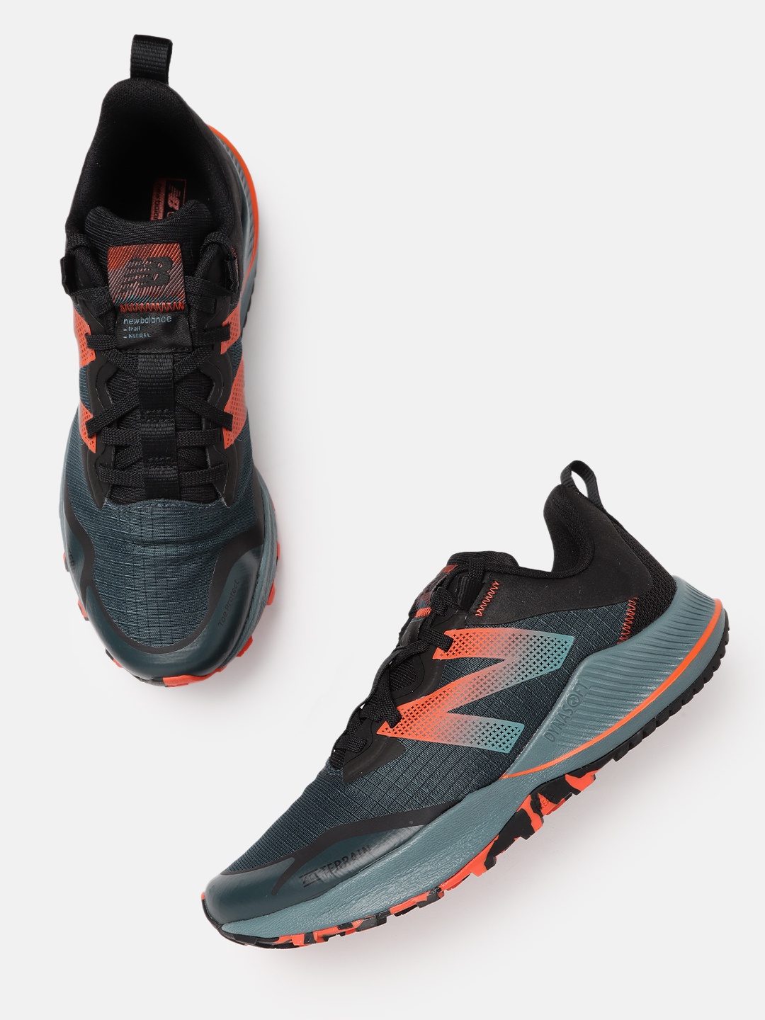 

New Balance Men Teal Green & Orange NITREL Self-Check Running Shoes