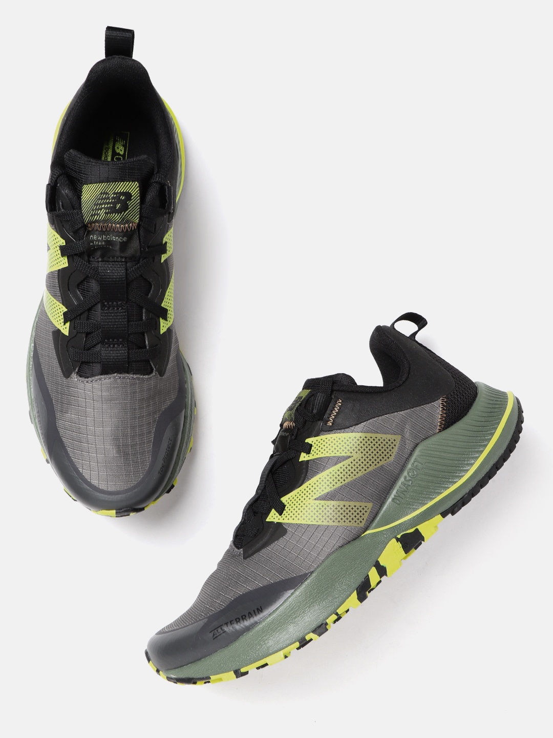 

New Balance Men Charcoal Grey & Yellow NITREL Self-Check Running Shoes