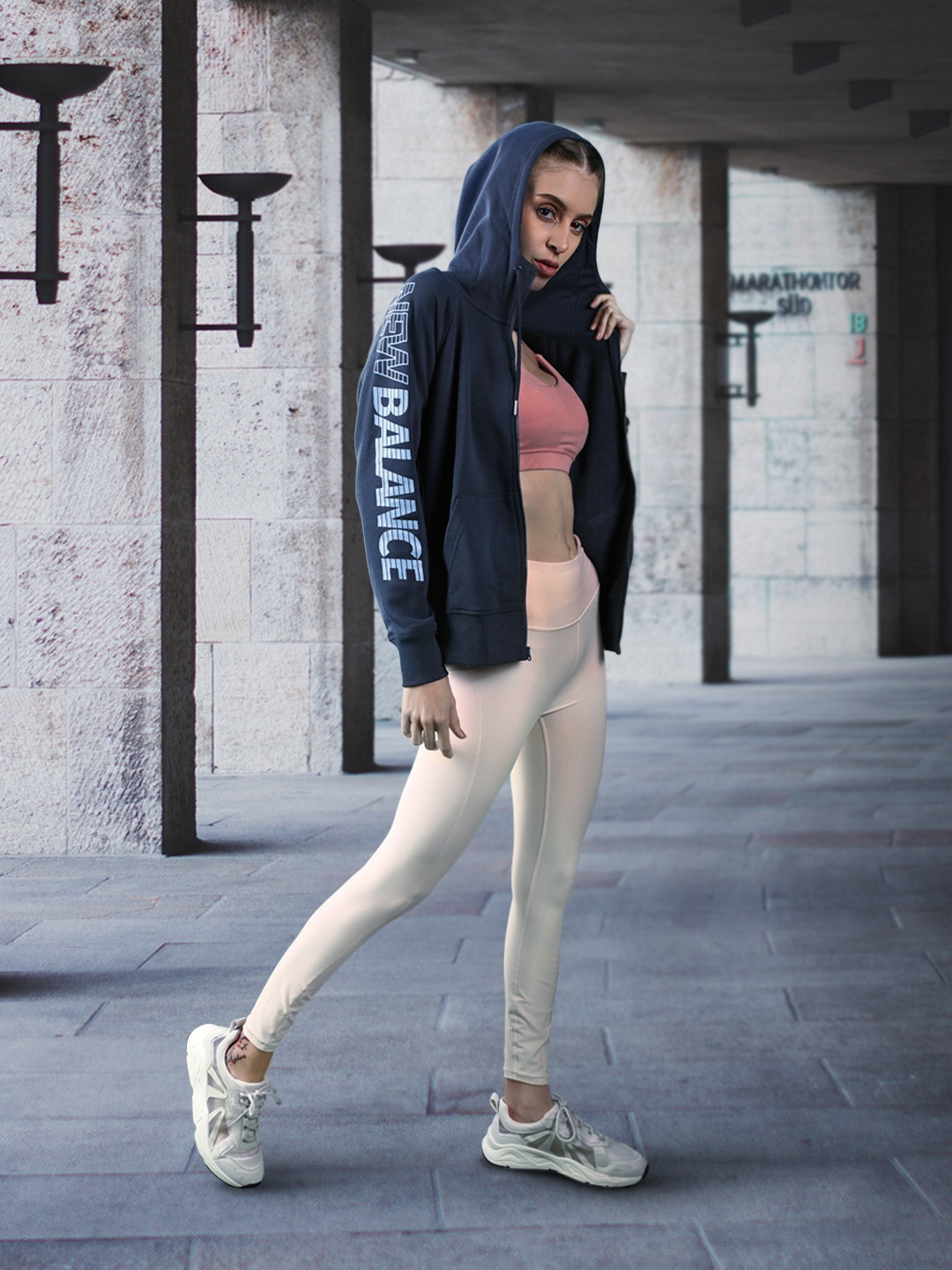 

New Balance Women Blue Brand Logo Print Detail Sporty Jacket