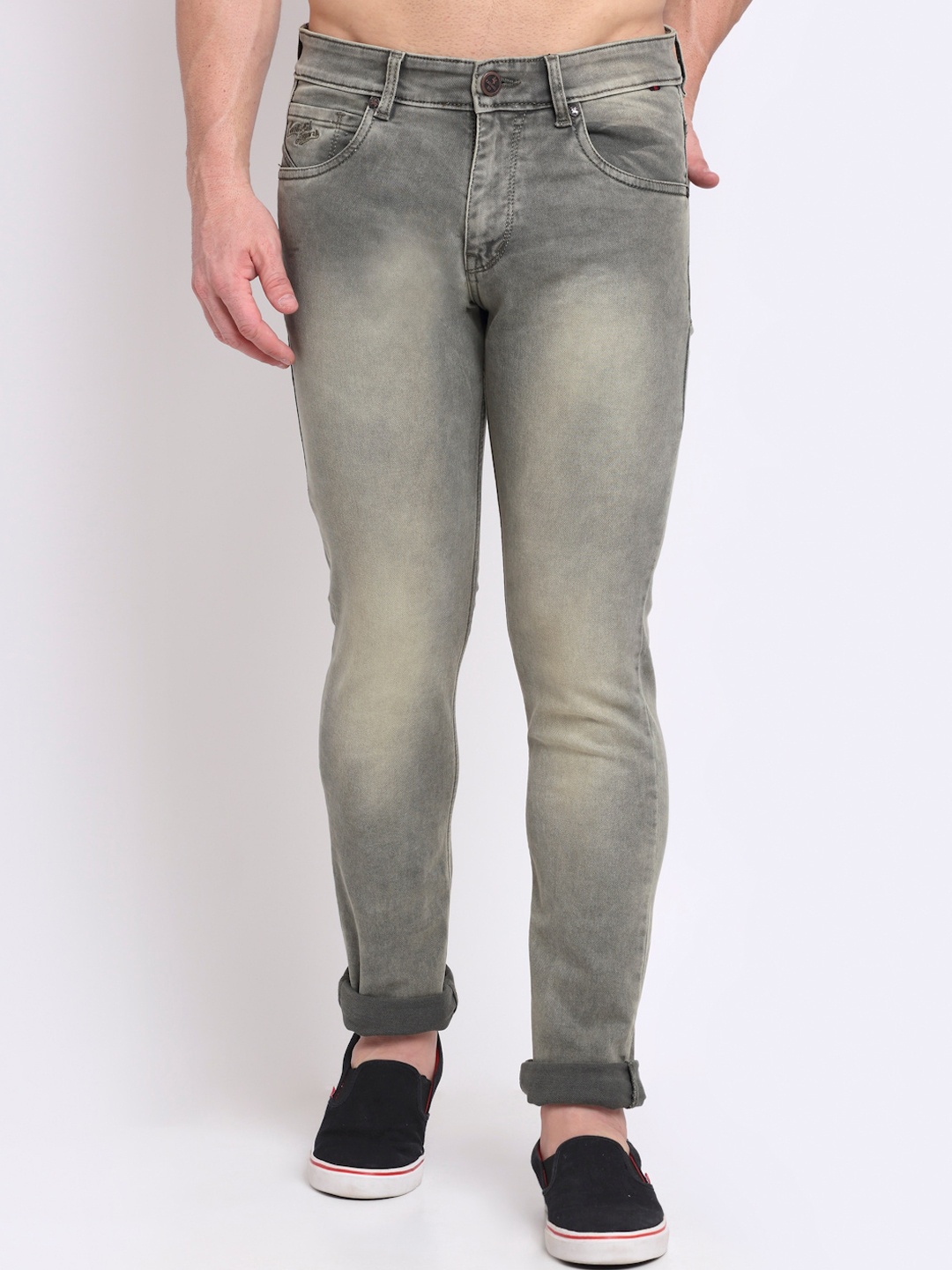 

Cantabil Men Olive Green Heavy Fade Stretchable Jeans