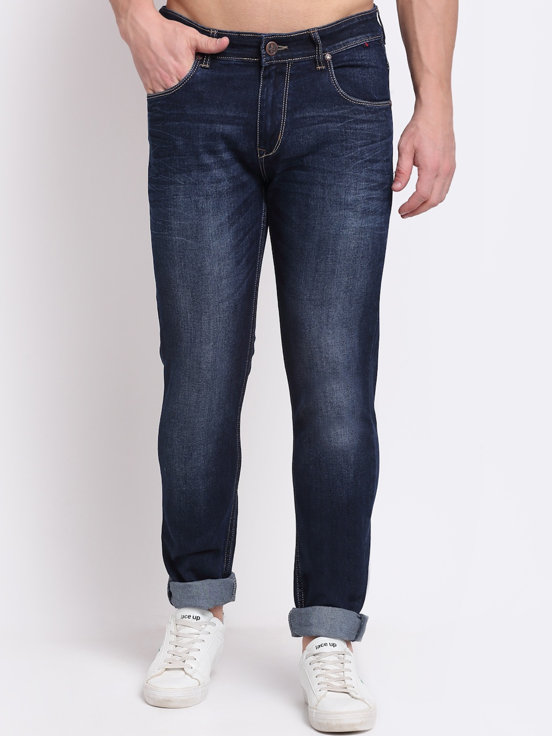 

Cantabil Men Blue Light Fade Stretchable Jeans