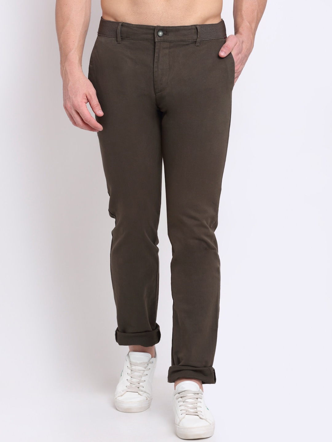

Cantabil Men Olive Green Trousers