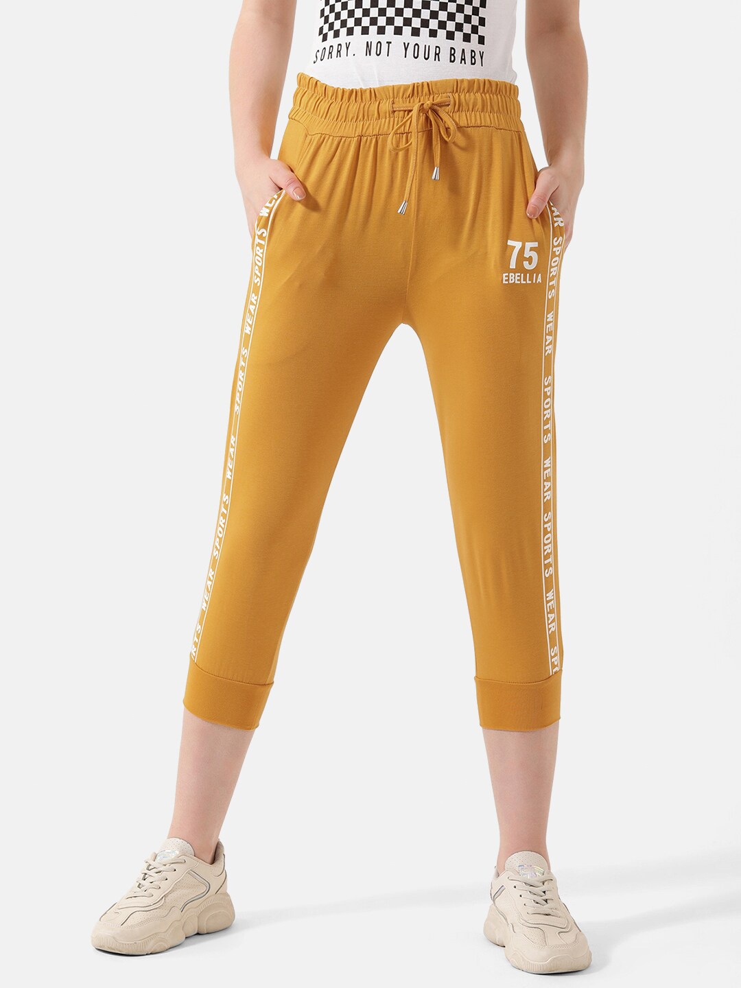 

V2 Value & Variety Women Mustard & White Printed Capris