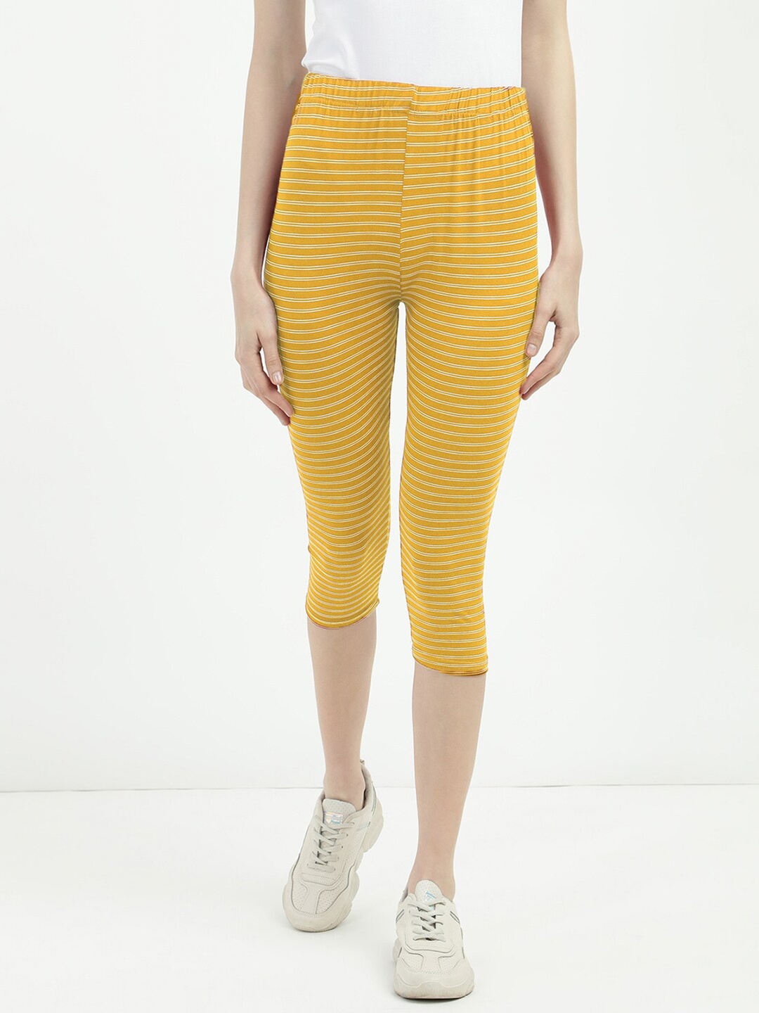 

V2 Value & Variety Women Mustard & White Striped Capris