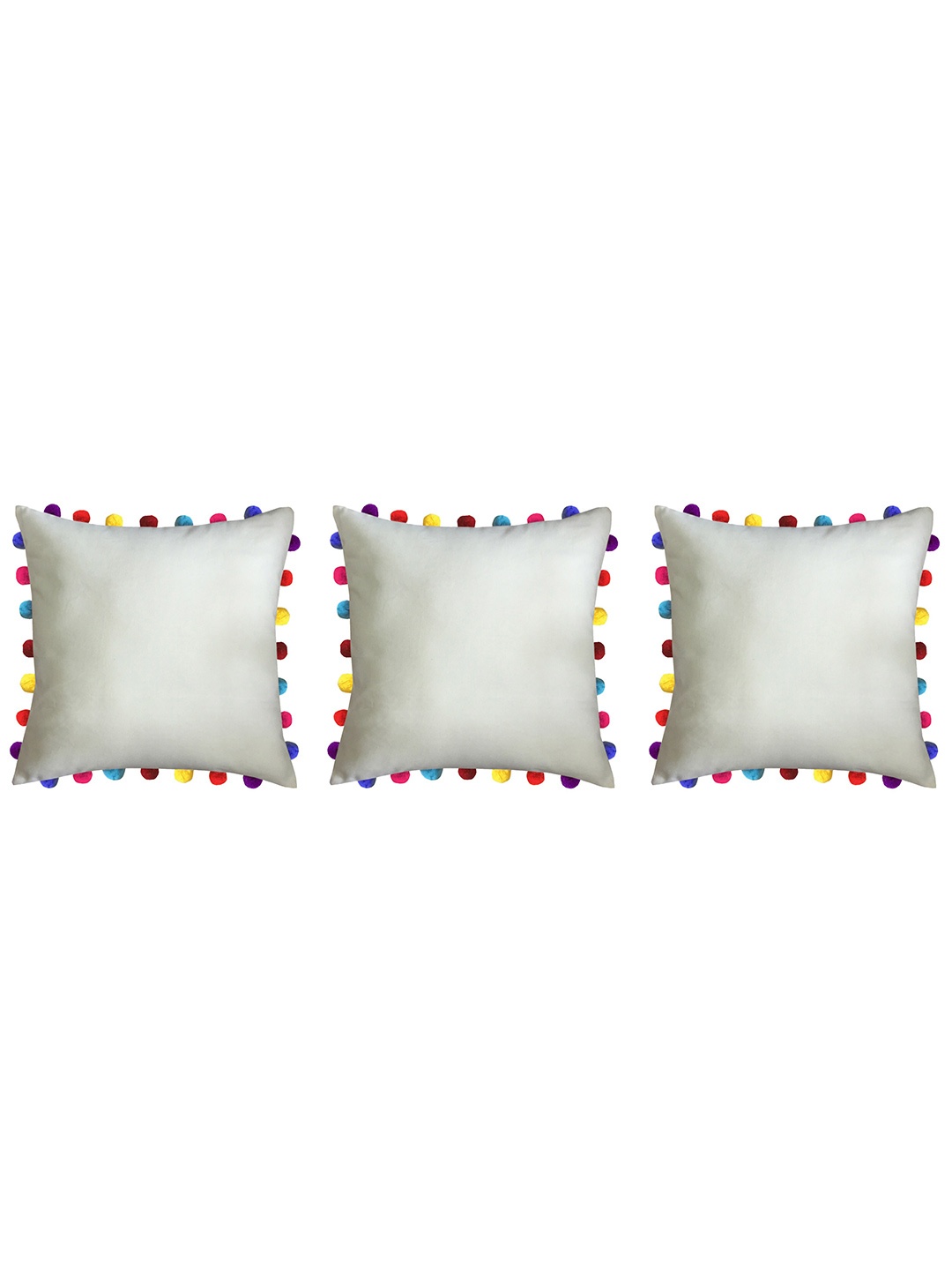 

Lushomes Off White & Red Set of 3 Square Cushion Covers