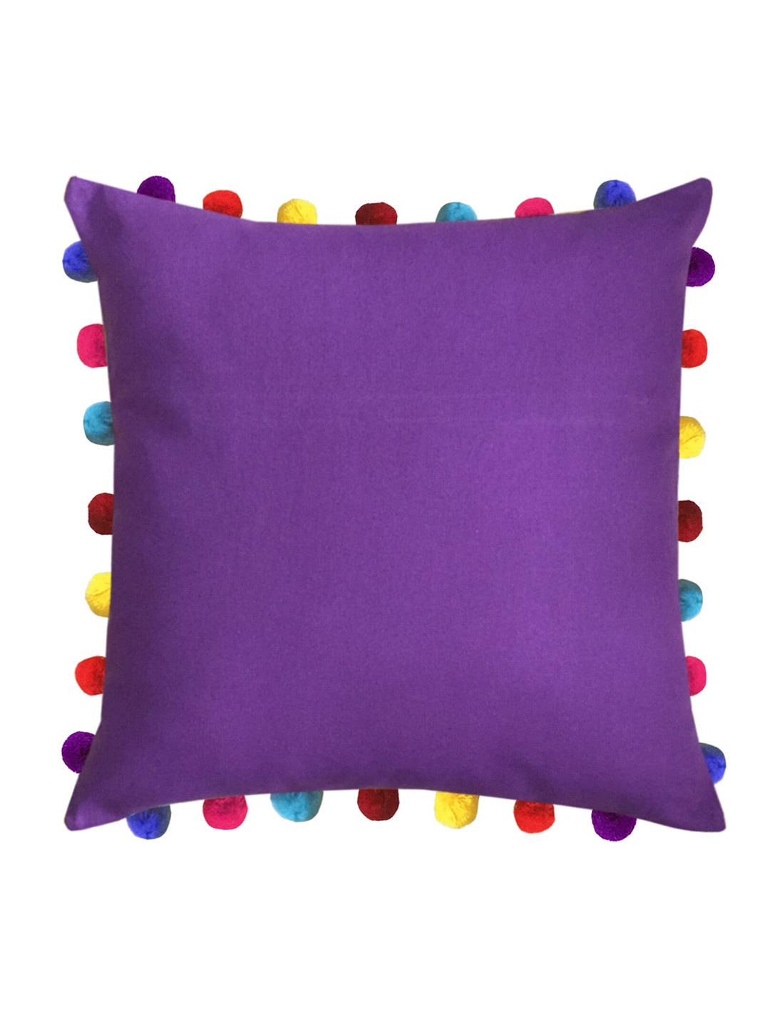 

Lushomes Purple Square Cushion Covers with Pom-Poms