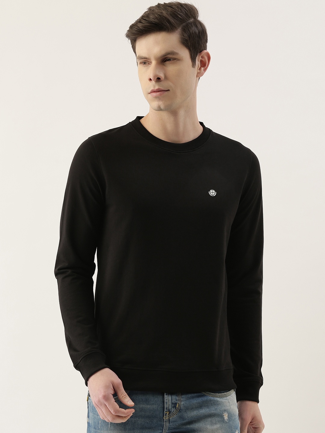 

Peter England Casuals Men Black Solid Sweatshirt