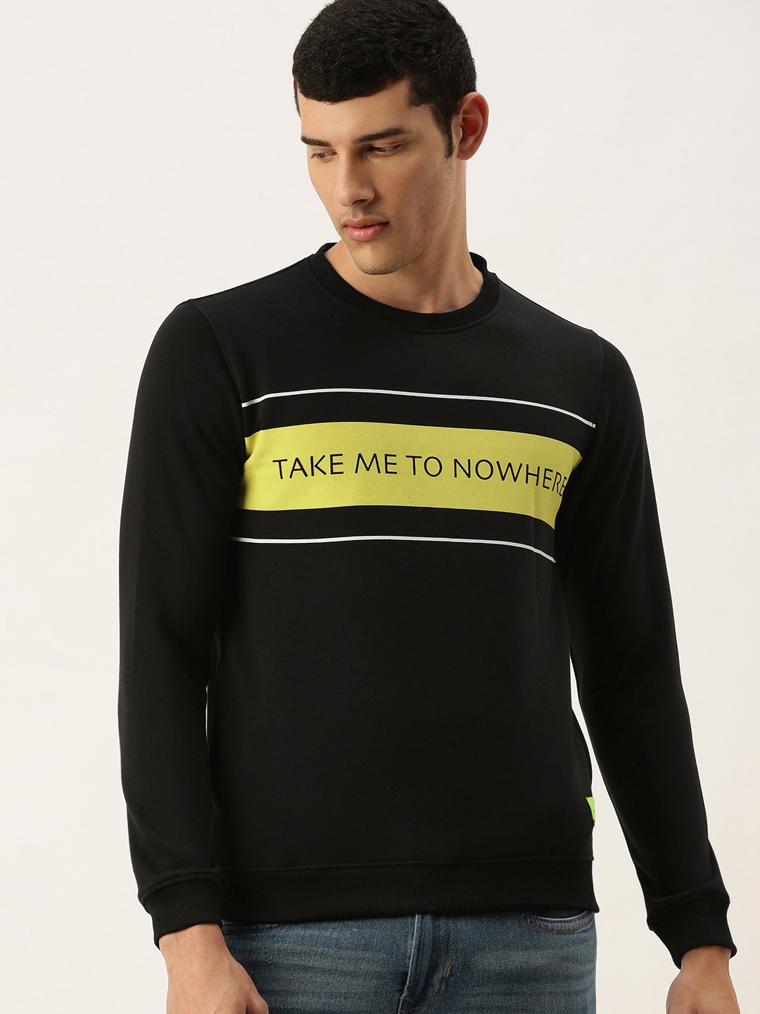 

Peter England Casuals Men Black Printed Sweatshirt