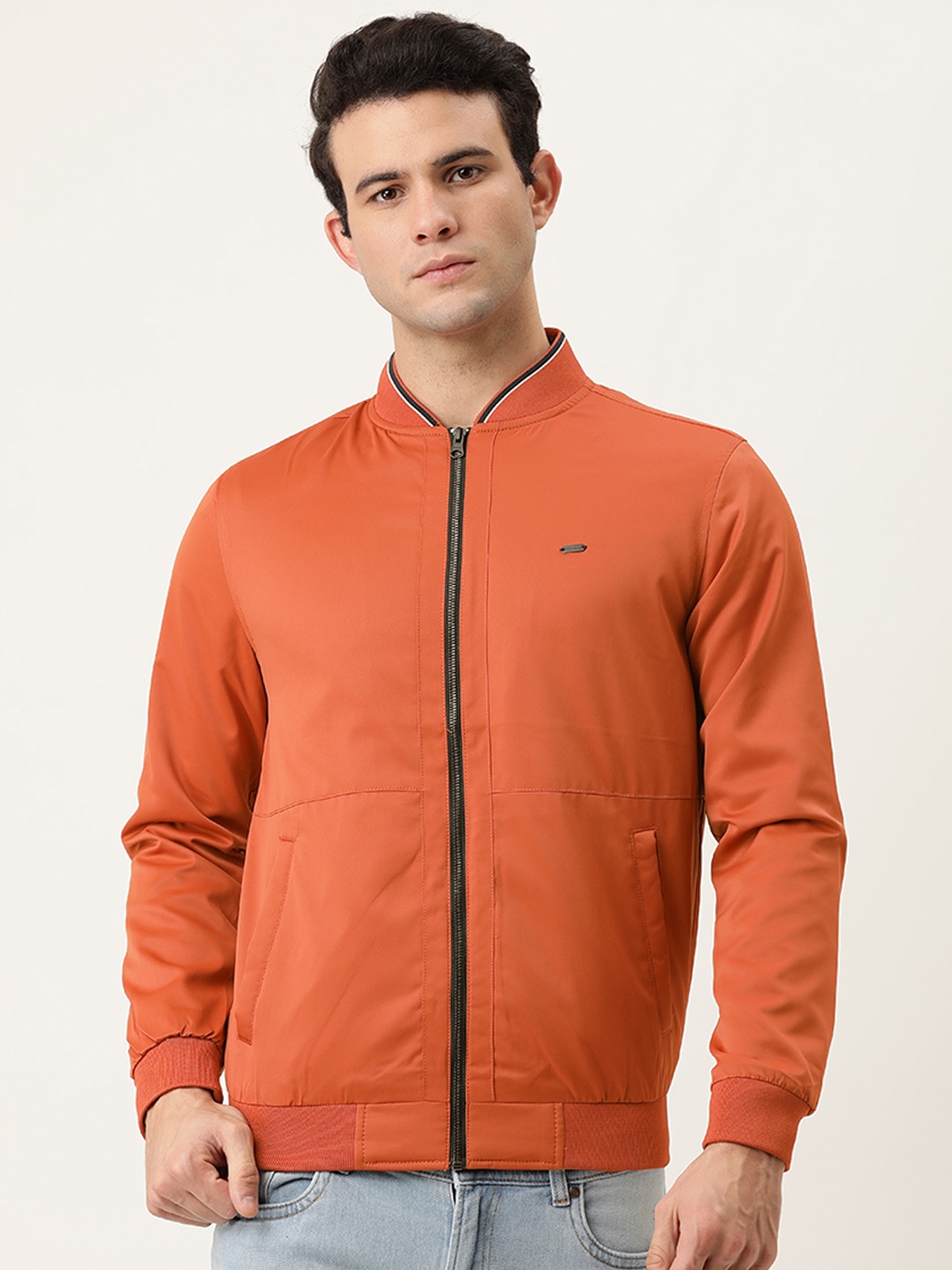 

Peter England Men Rust Solid Bomber Jacket