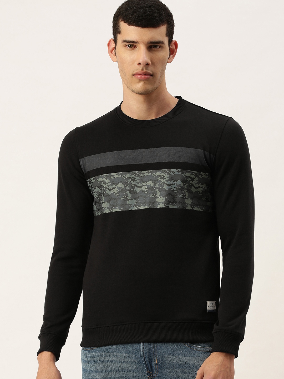 

Peter England Casuals Men Black Printed Sweatshirt