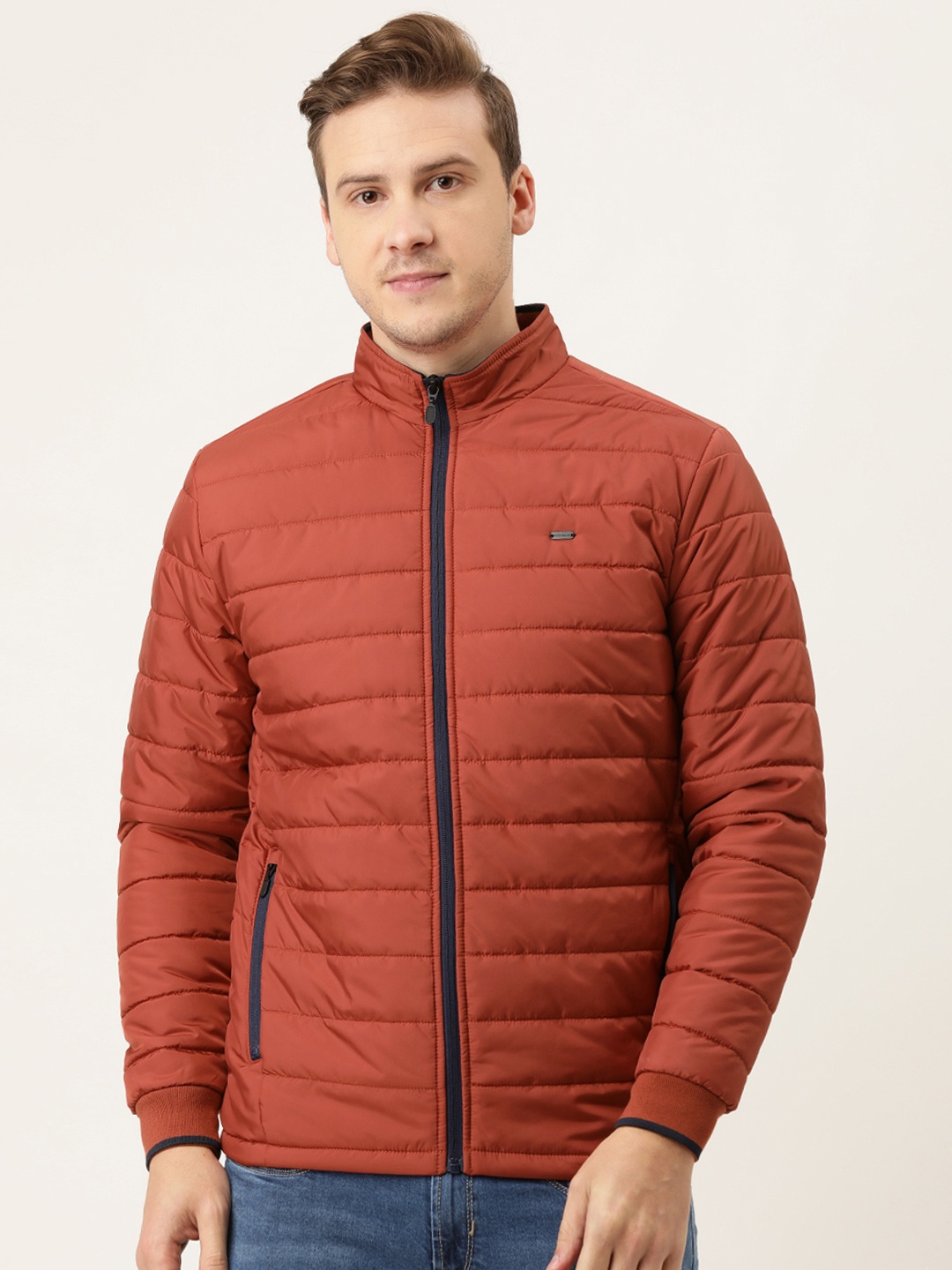 

Peter England Men Rust Red Padded Jacket