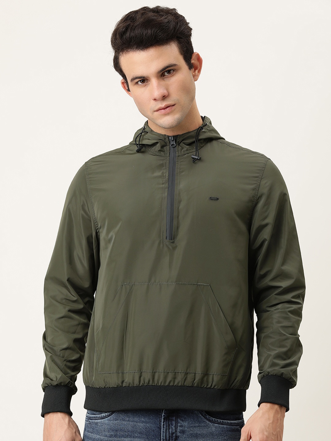

Peter England Men Olive Green Bomber Jacket