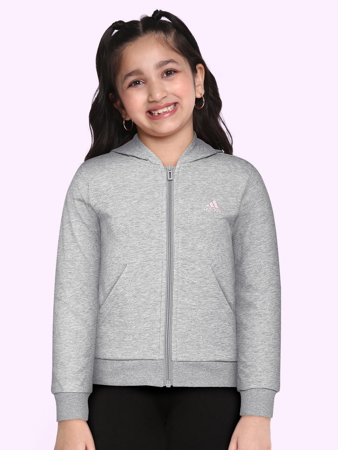 

ADIDAS Girls Grey Melange BL FZ Essentials Sustainable Track Jacket