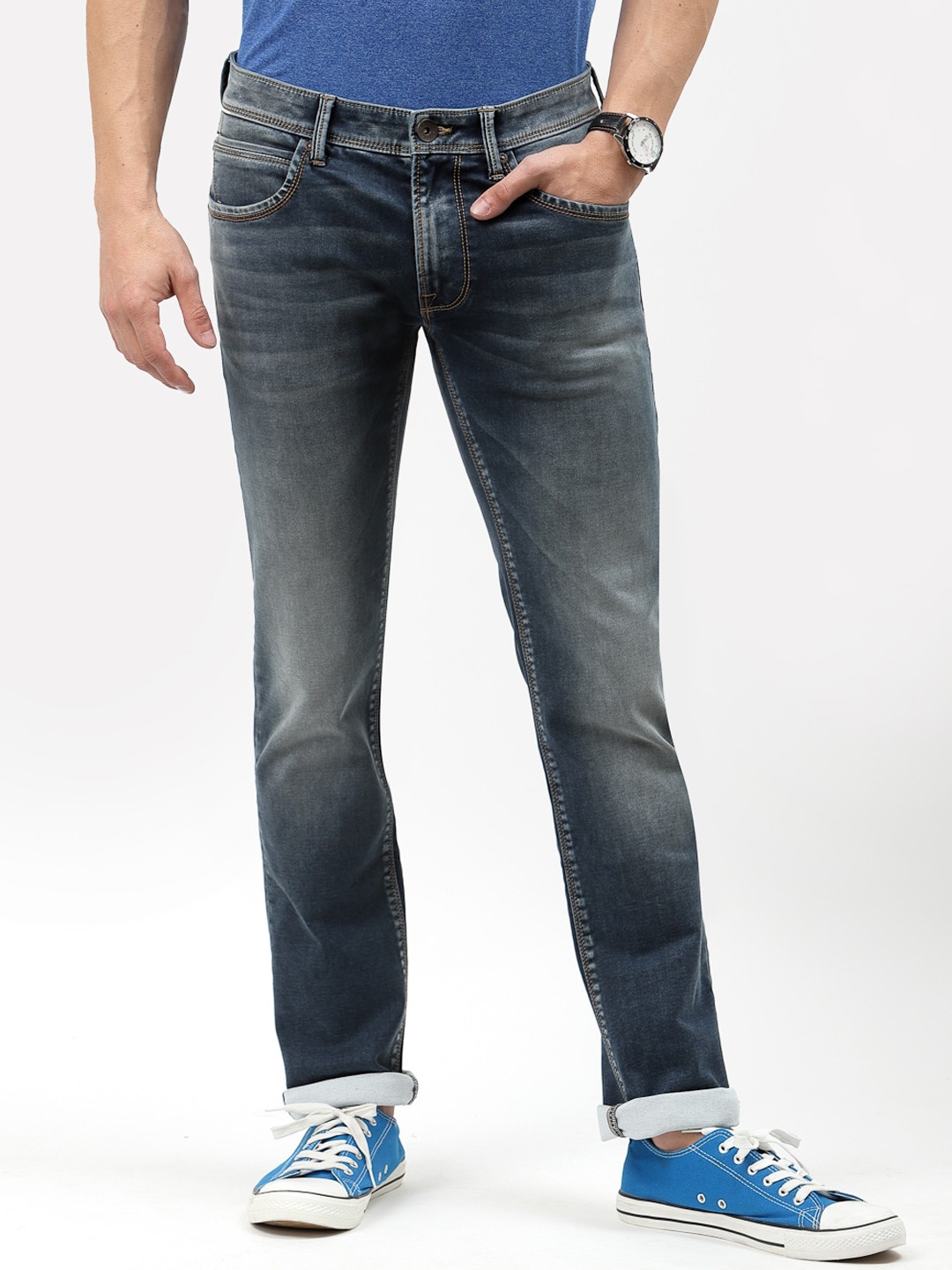 

Pepe Jeans Men Skinny Fit Low-Rise Light Fade Stretchable Jeans, Black