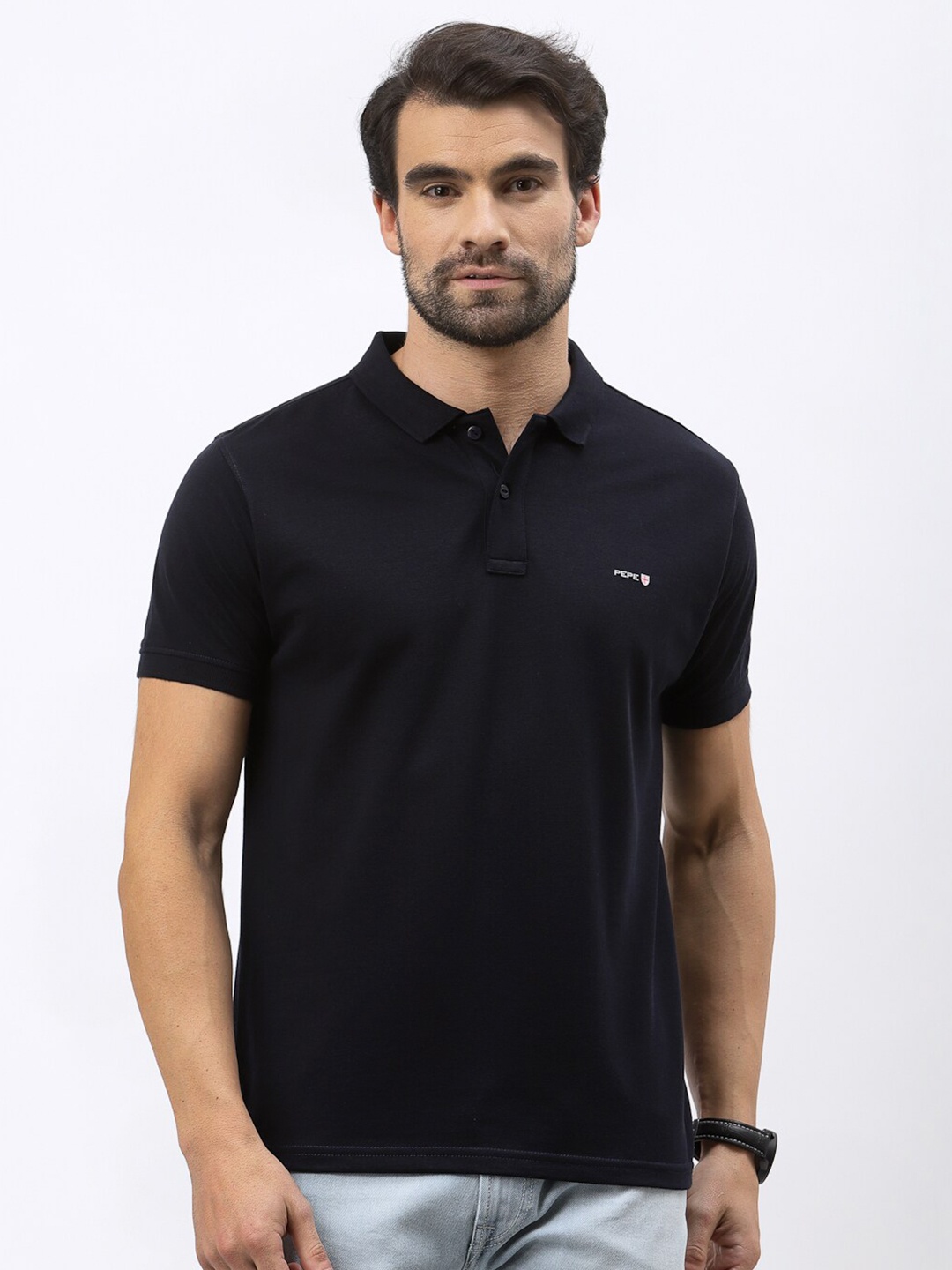 

Pepe Jeans Men Navy Blue Polo Collar T-shirt