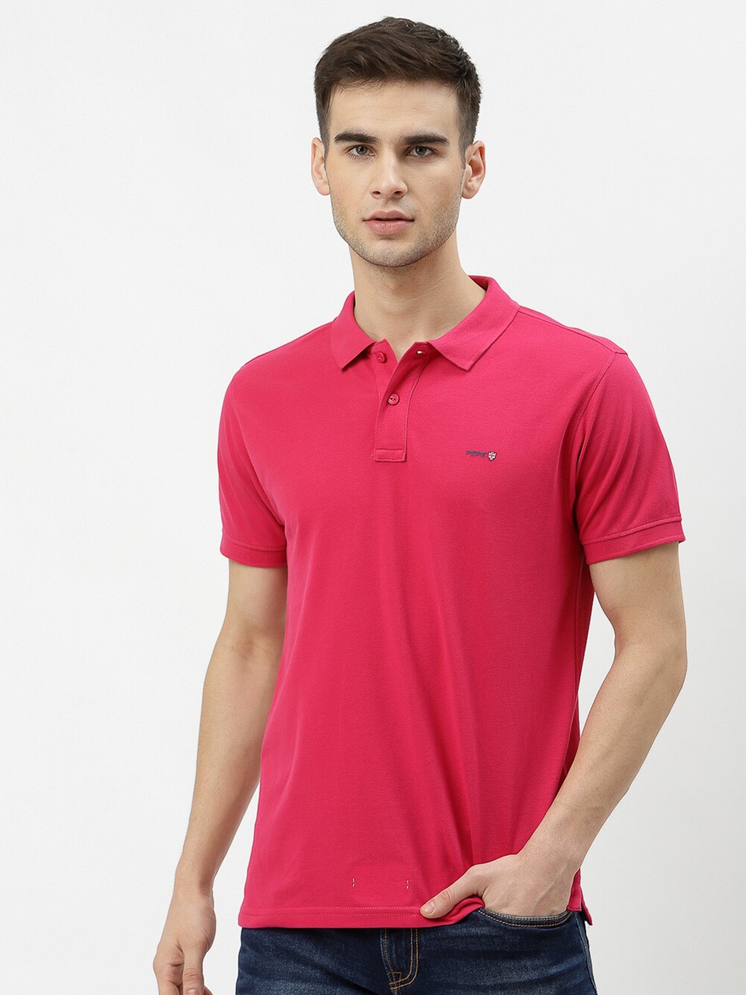 

Pepe Jeans Men Fuchsia Polo Collar T-shirt