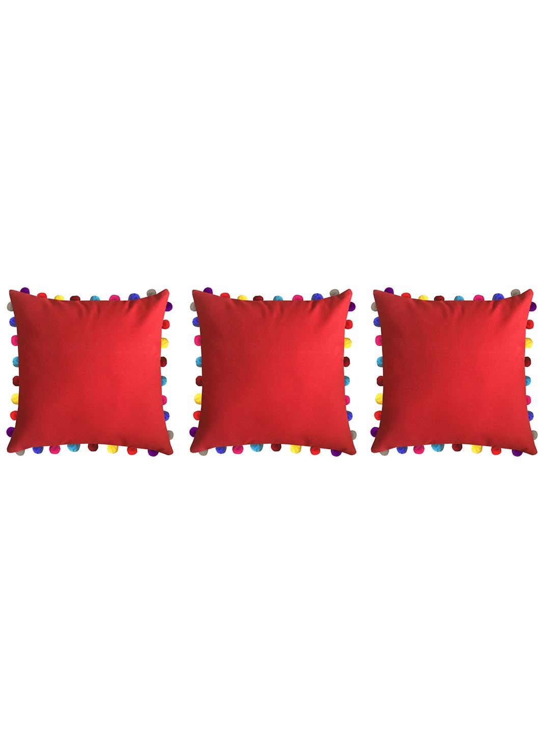 

Lushomes Red 3 Pieces Square Cushion Covers