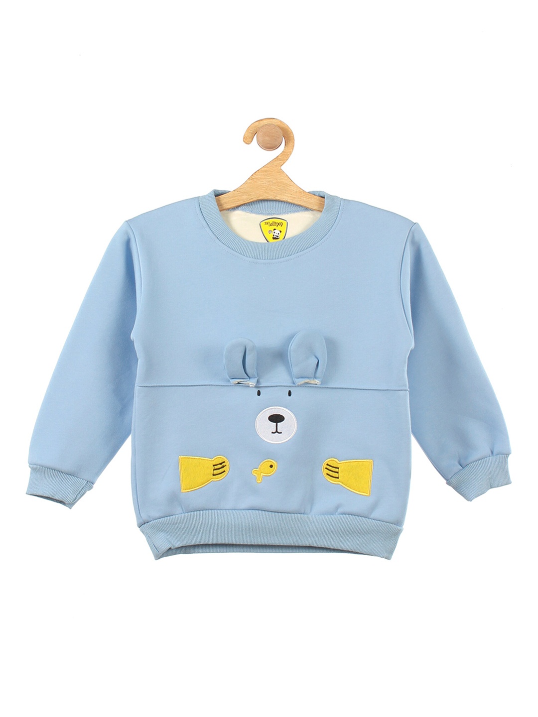 

Lil Lollipop Unisex Kids Blue Bear Printed Fleece Sweatshirt