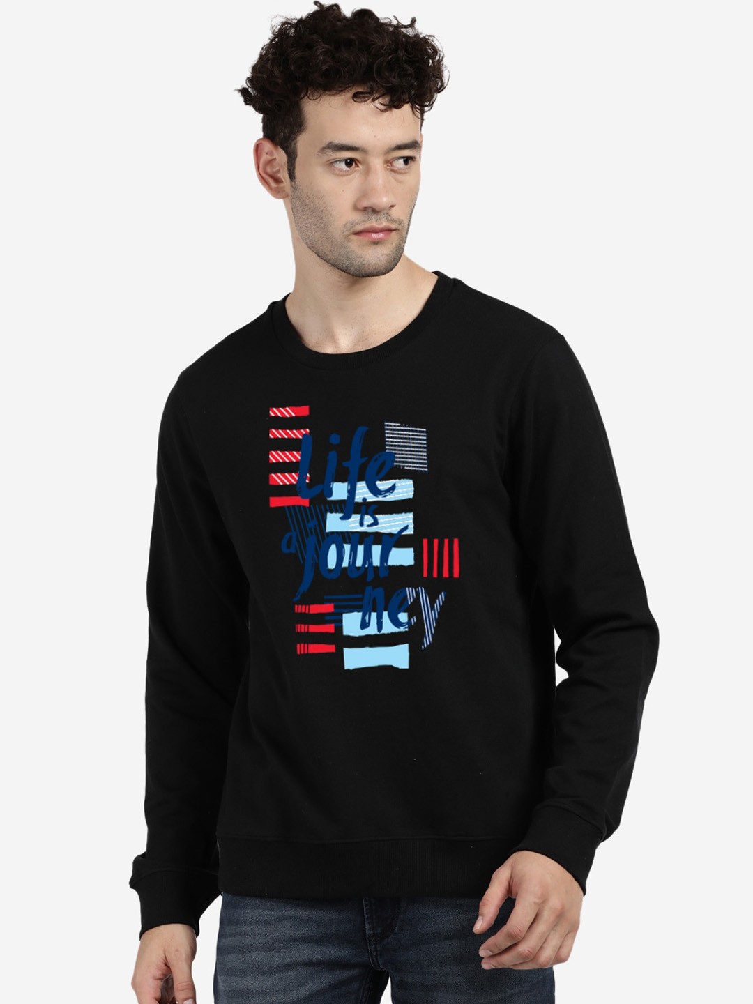 

MASH UNLIMITED Men Black Printed Sweatshirt